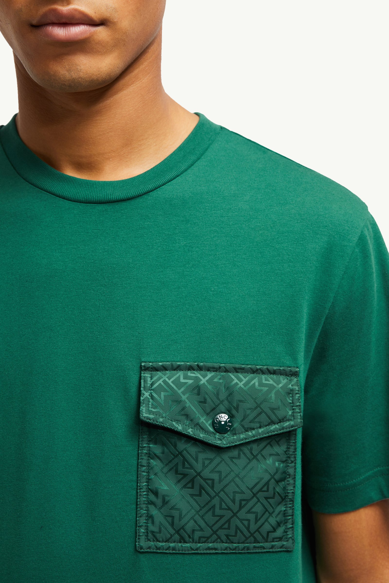 Emerald Green Monogram Cotton T-Shirt With Pocket - Polos