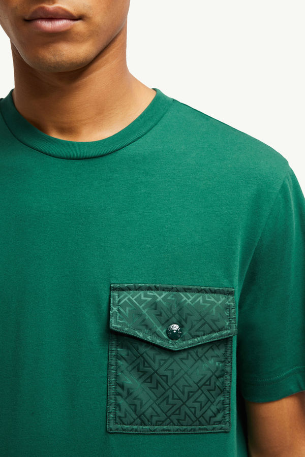 Monogram Cotton T-Shirt With Pocket Men Emerald Green Moncler 5