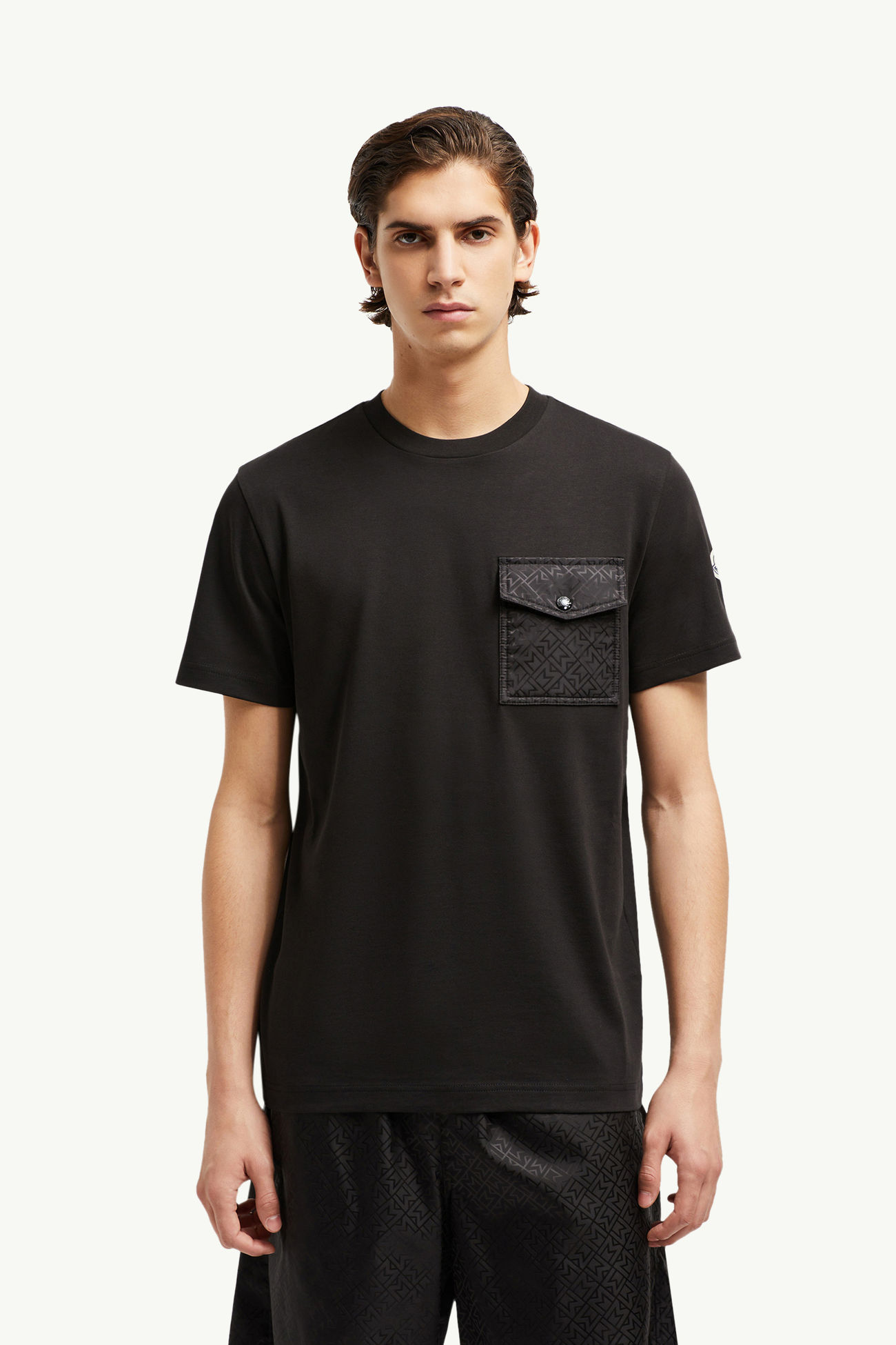 Monogram Camiseta de algodón con bolsillo Hombre Negro Moncler 3