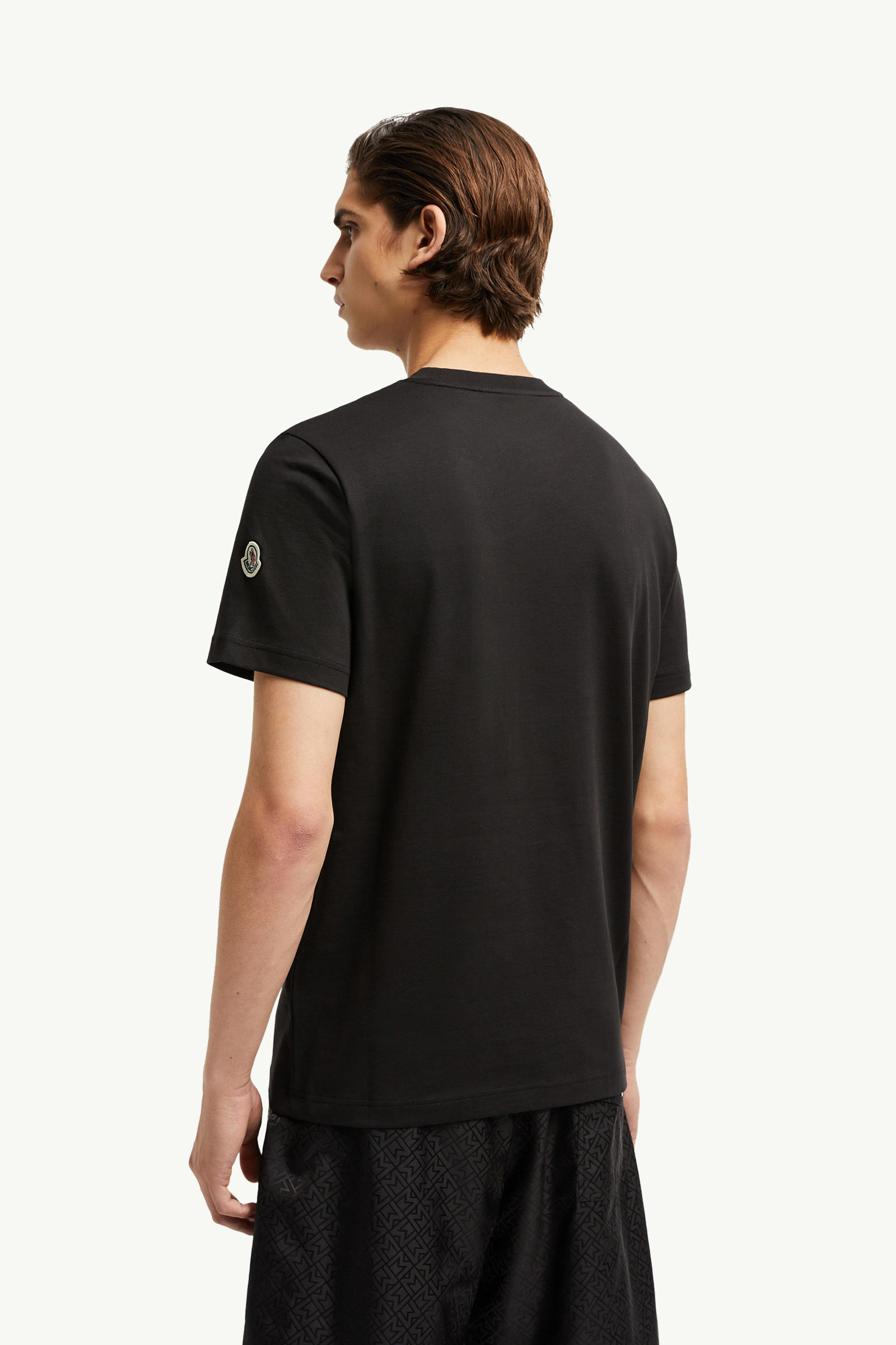 Monogram Cotton T-Shirt With Pocket Men Black Moncler 4