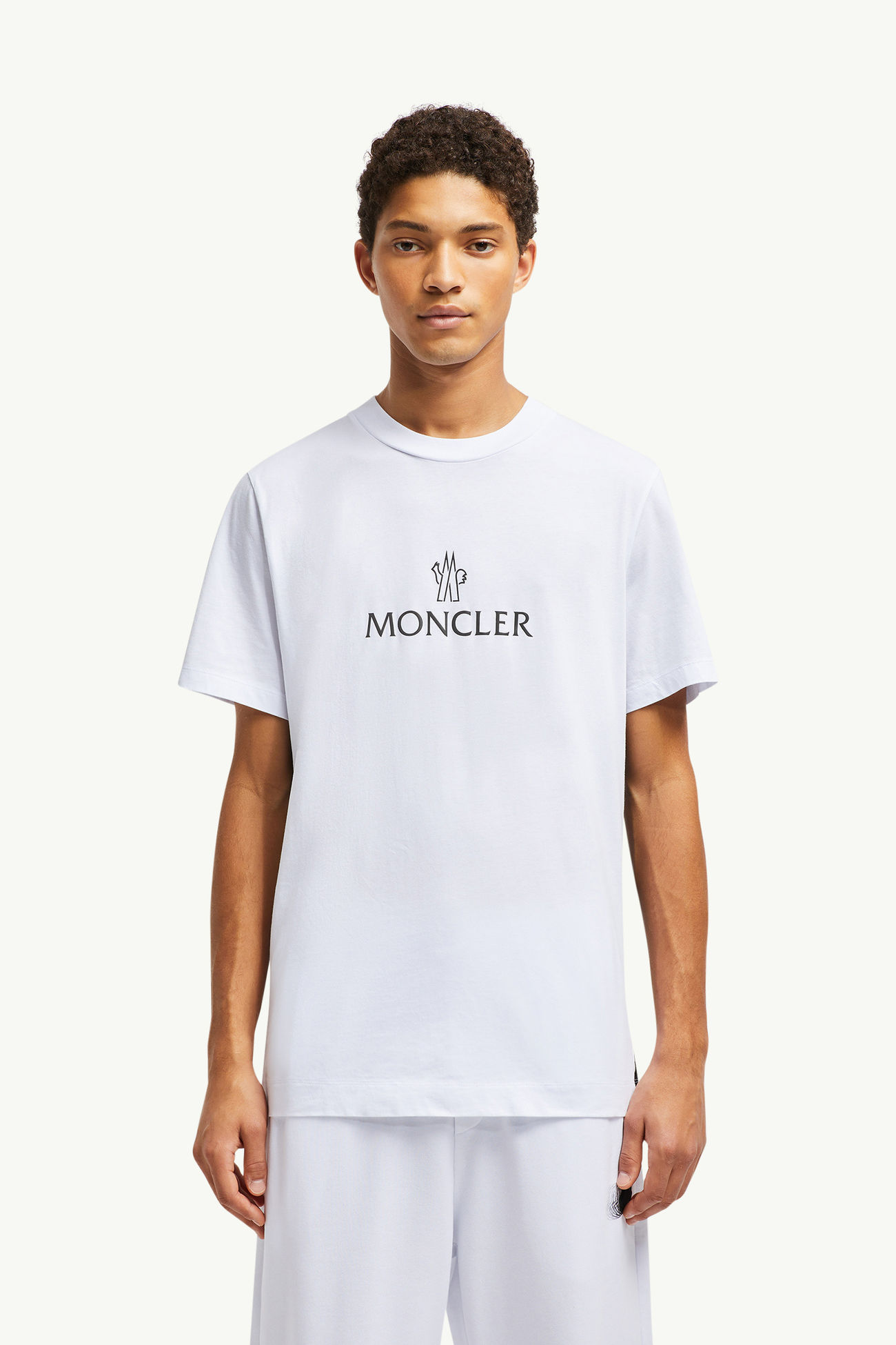 Logo Cotton T-Shirt Men Optical White Moncler 3