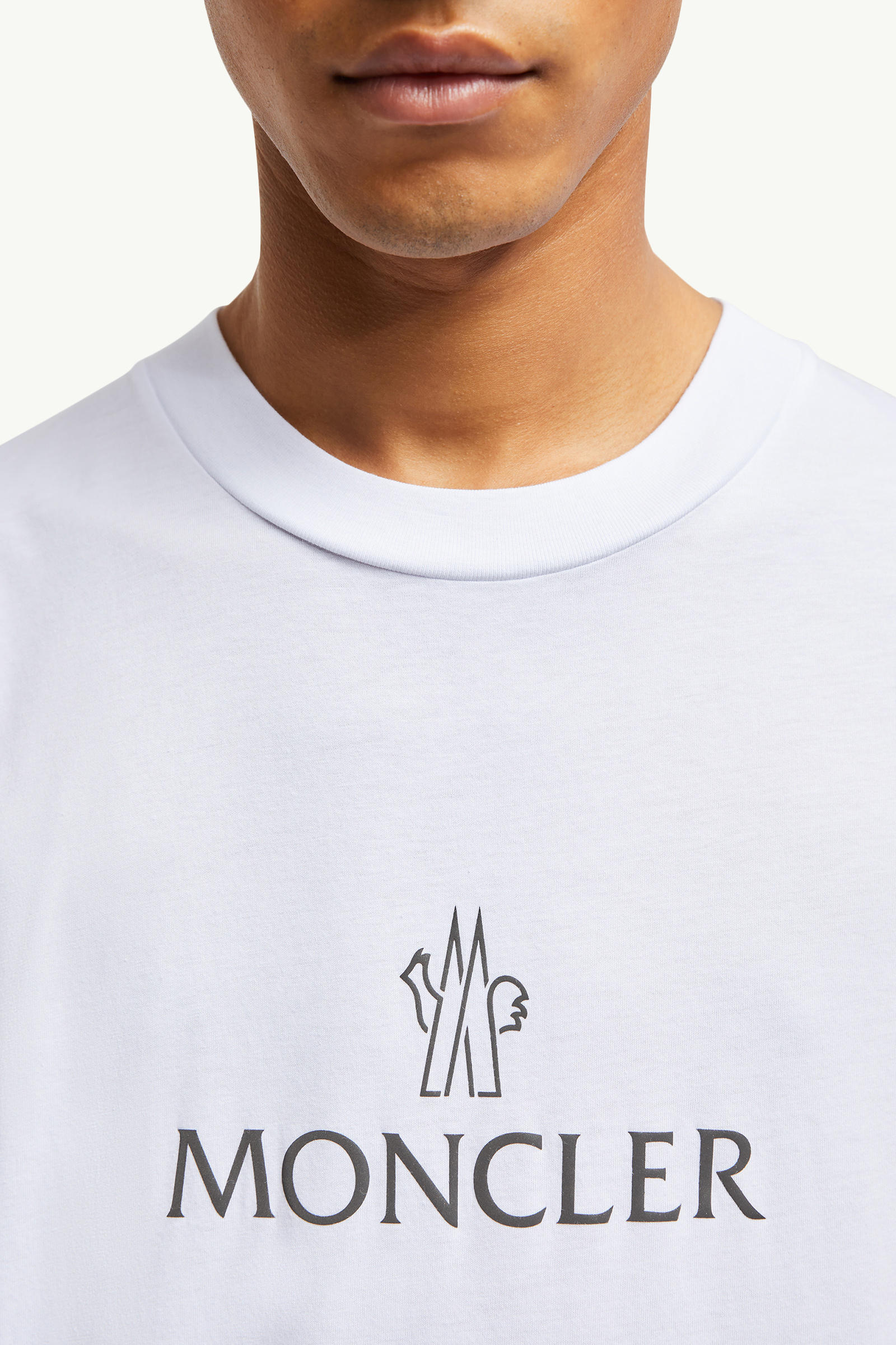 Logo Cotton T-Shirt Men Optical White Moncler 5
