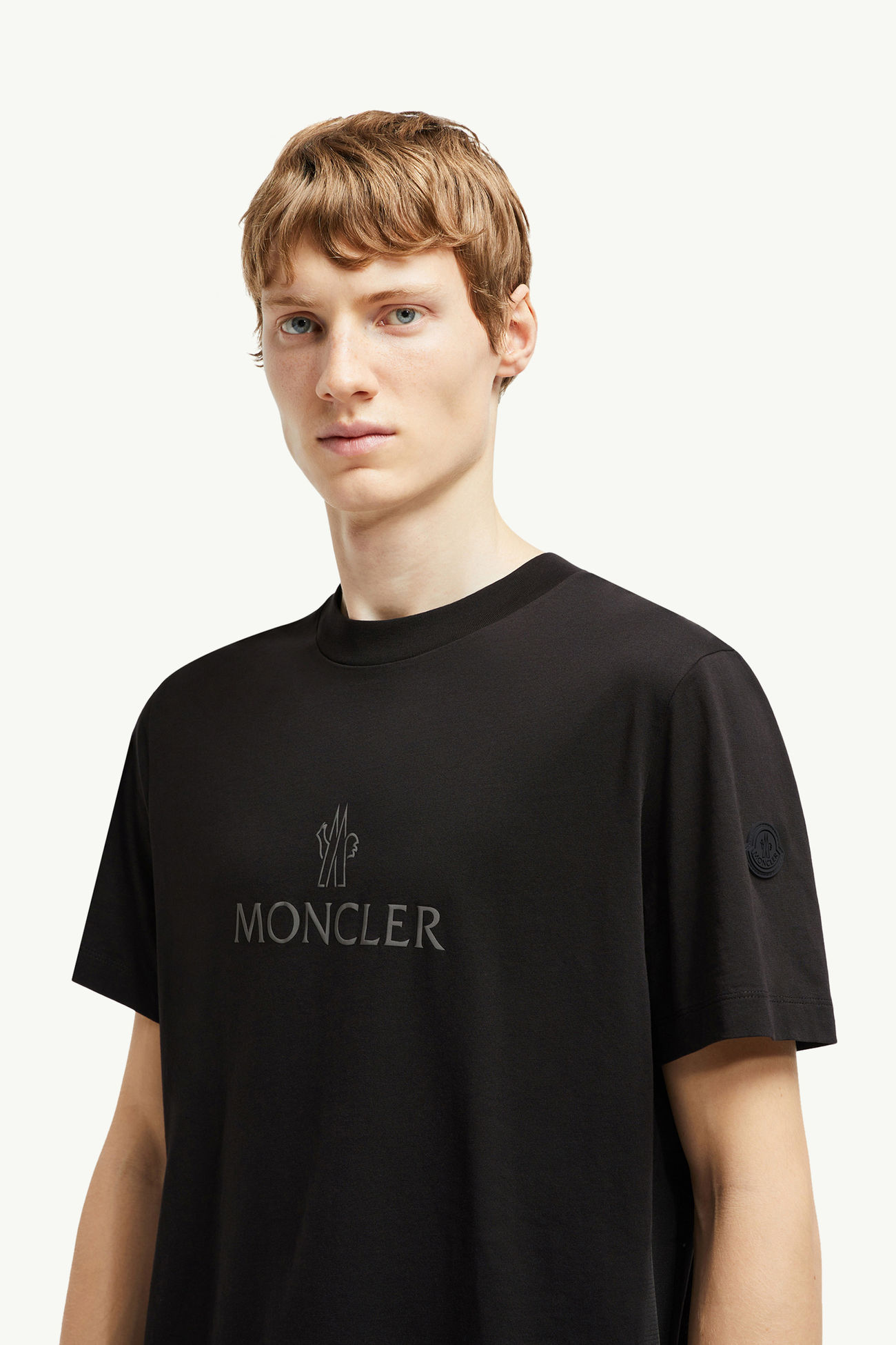 Camiseta de algodón con logotipo Hombre Negro Moncler 1