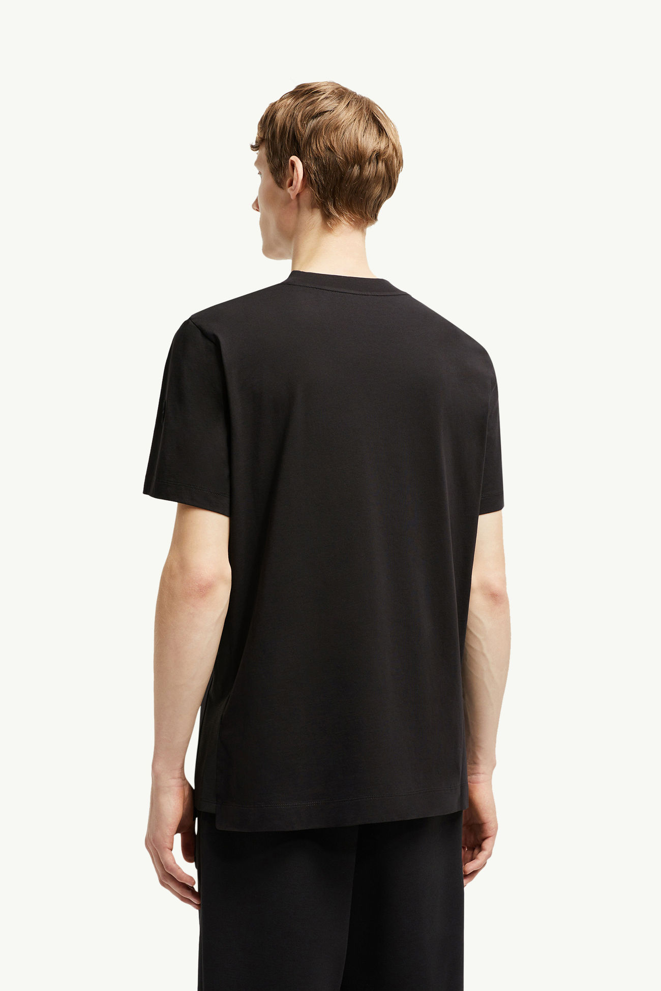 Camiseta de algodón con logotipo Hombre Negro Moncler 4