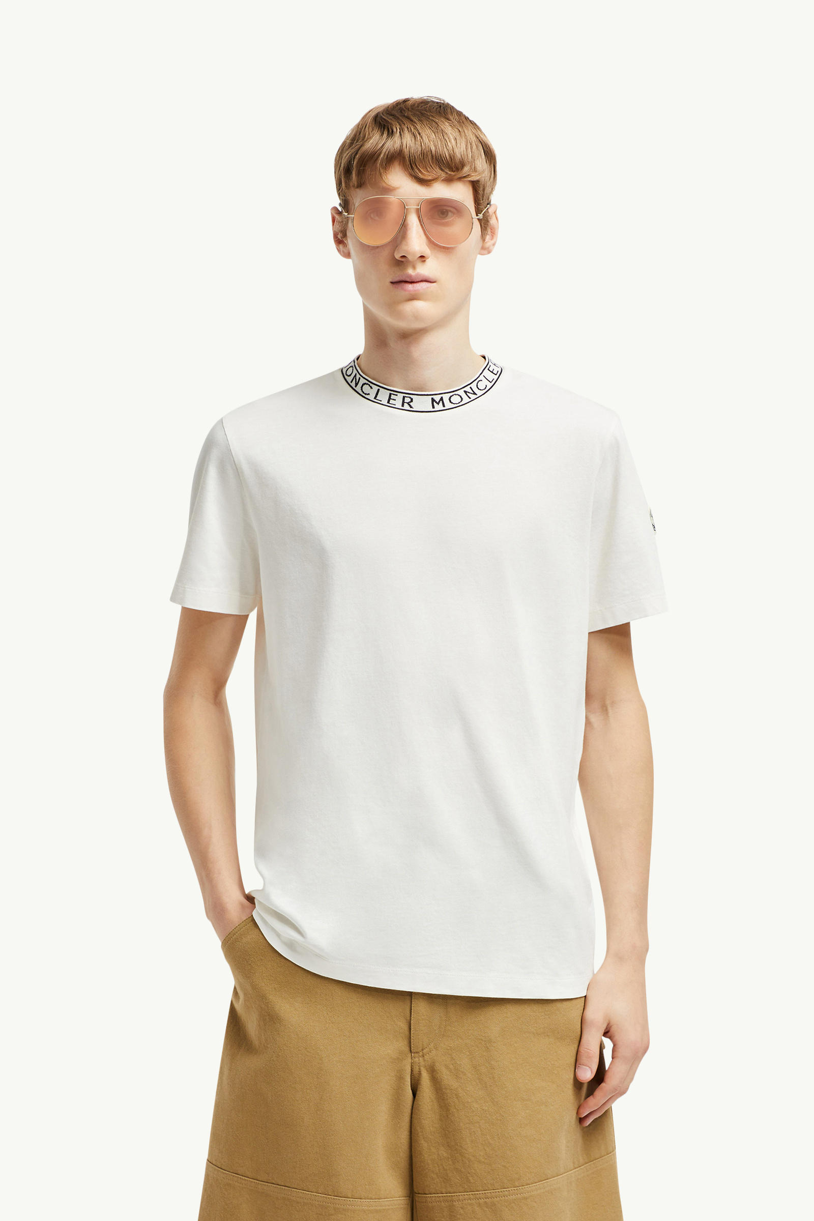 Logo-Trimmed Cotton T-Shirt Men Off White Moncler 0