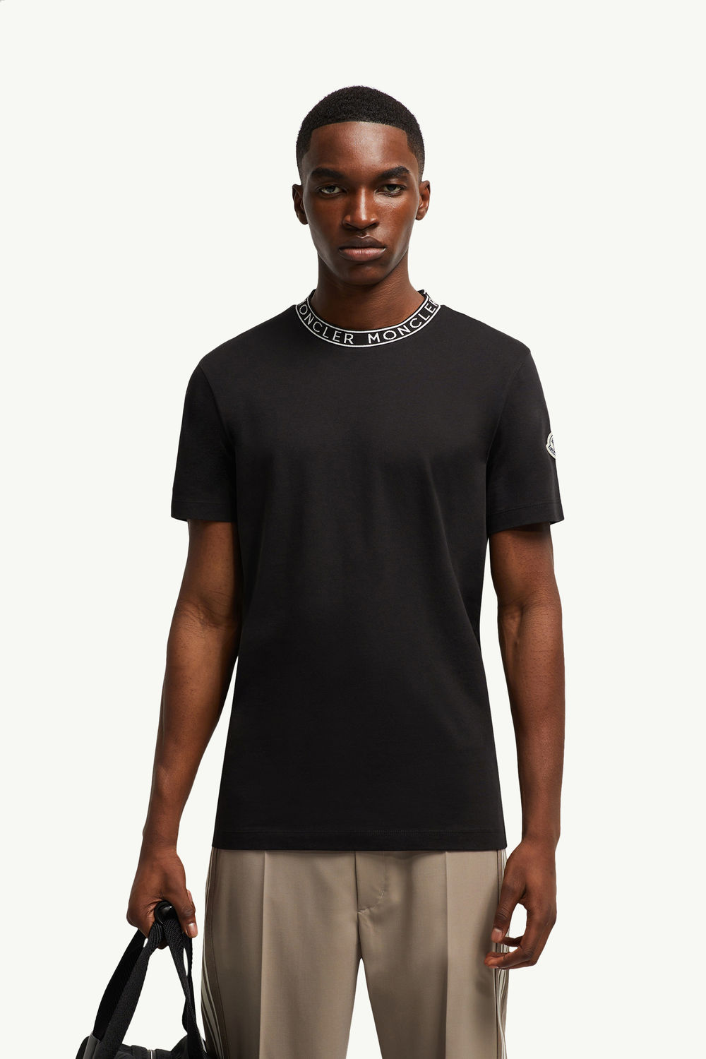 Logo-Trimmed Cotton T-Shirt Men Black Moncler 0