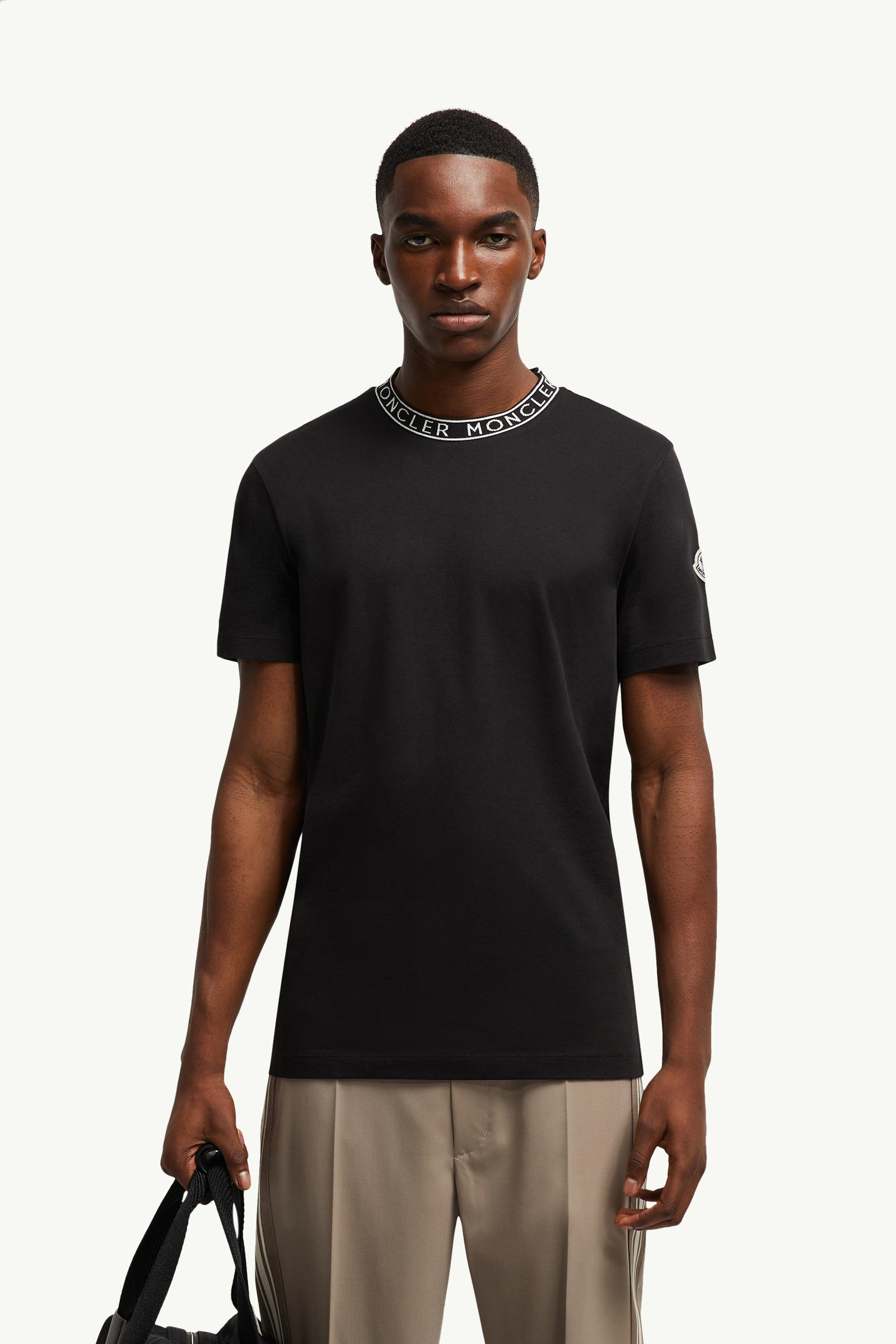 Logo-Trimmed Cotton T-Shirt Men Black Moncler 0