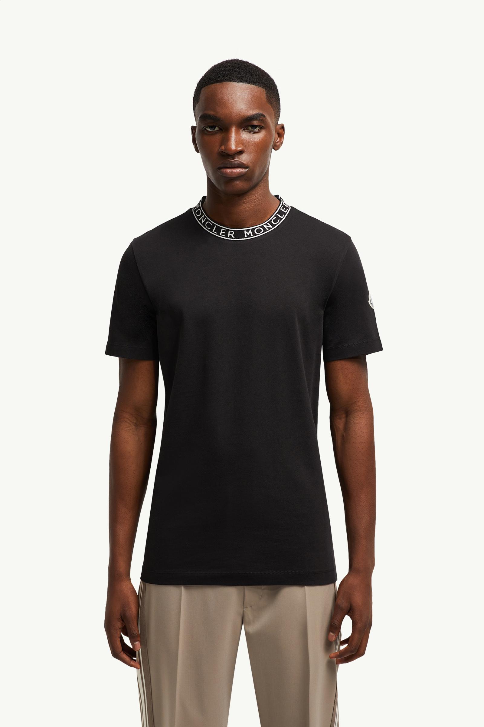 Tシャツ・カットソー MONCLER BLACK COTTON T-SHIRT Black Monogram Cotton T-Shirt - Polos & T-shirts for Men