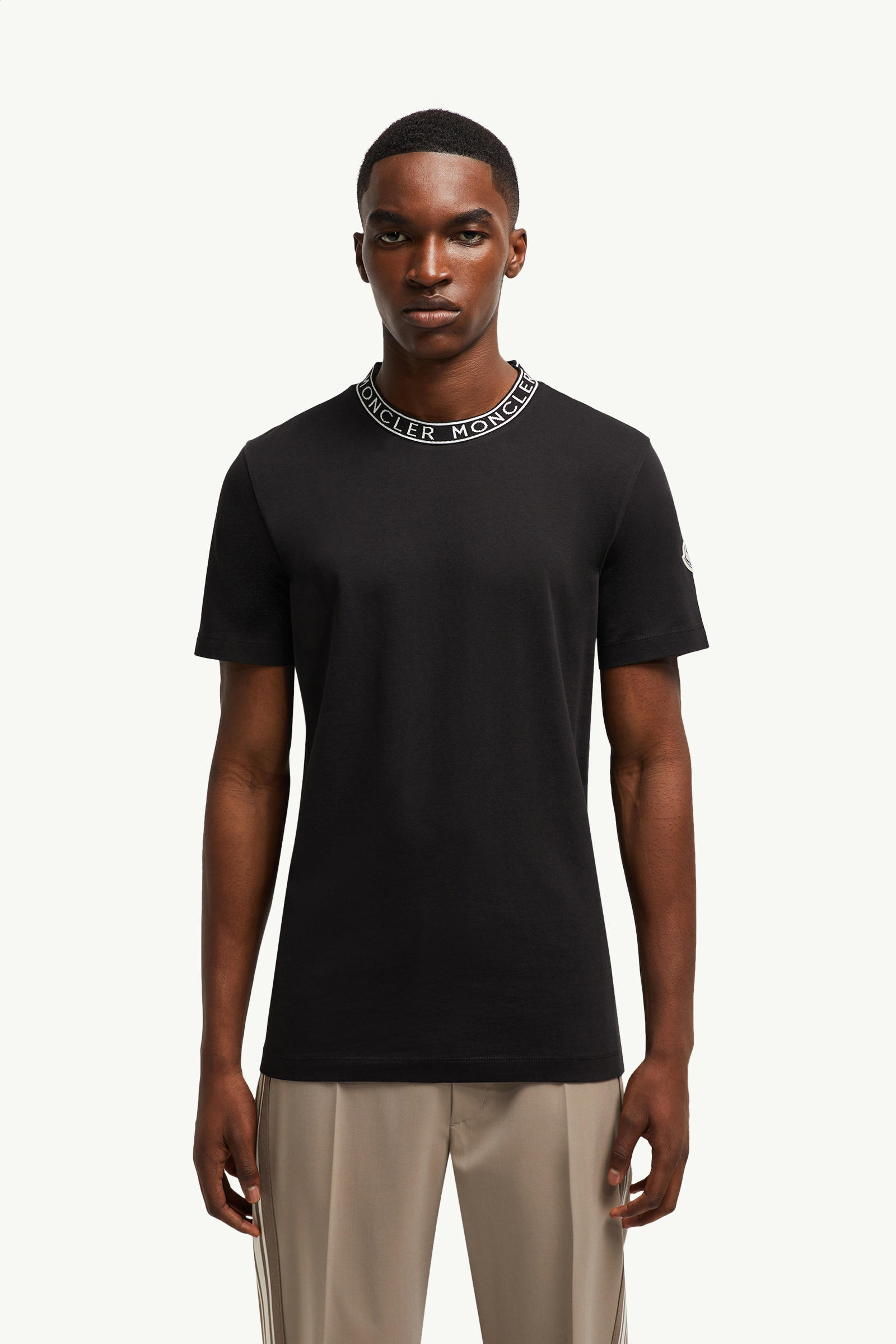 Logo-Trimmed Cotton T-Shirt Men Black Moncler 3