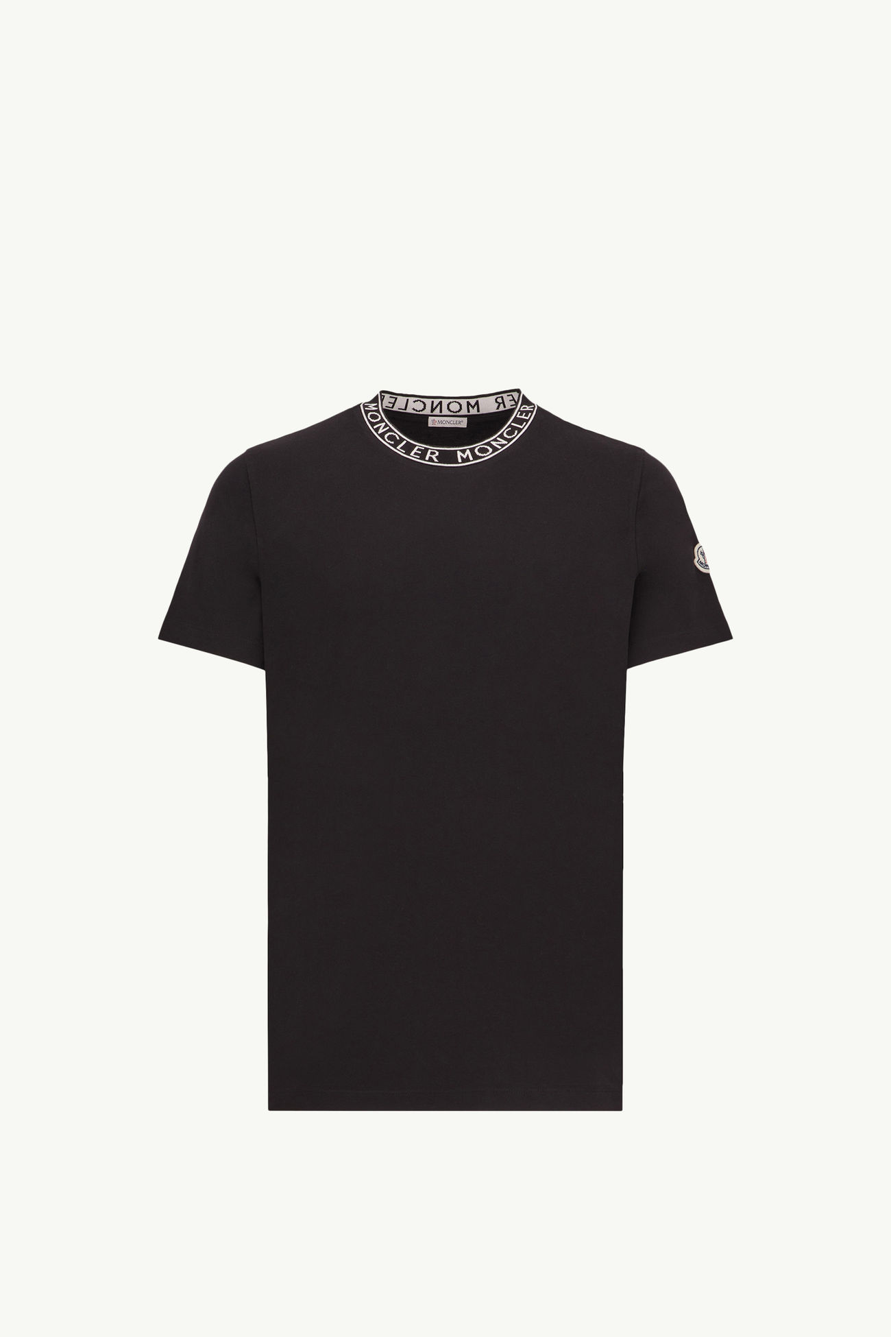 Camiseta de algodón con ribete con logotipo Hombre Negro Moncler 2