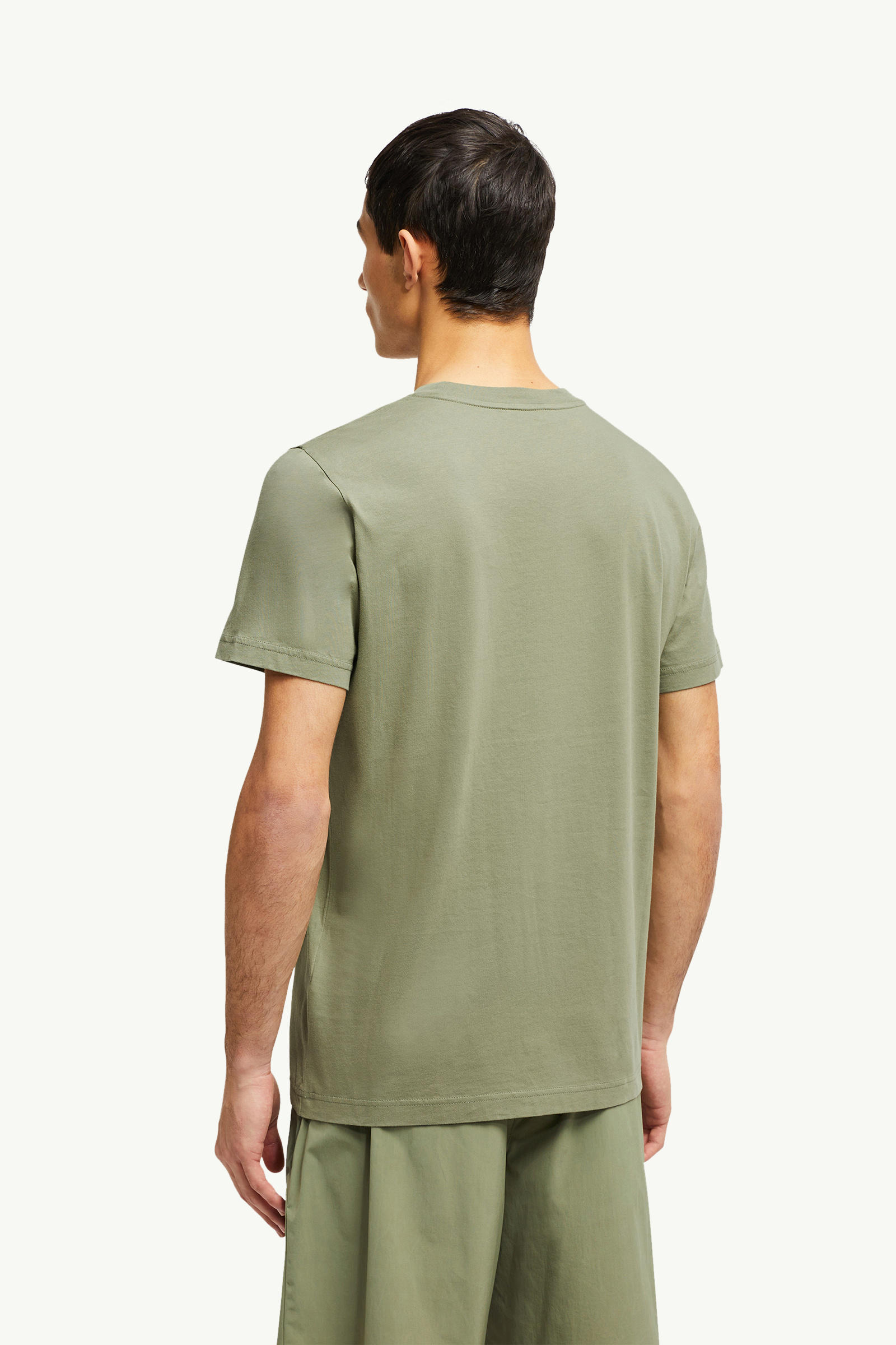 Faded Logo Motif Cotton T-Shirt Men Sage Green Moncler 4