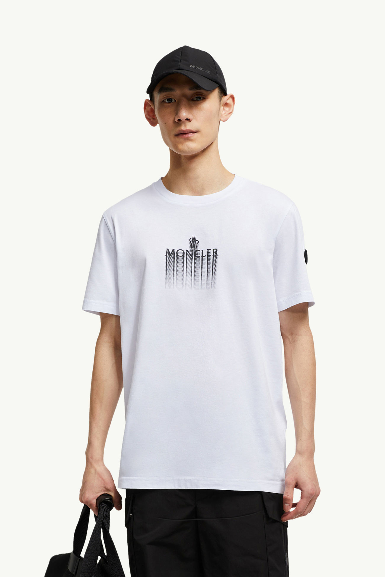 Faded Logo Cotton T-Shirt Men White Moncler 0