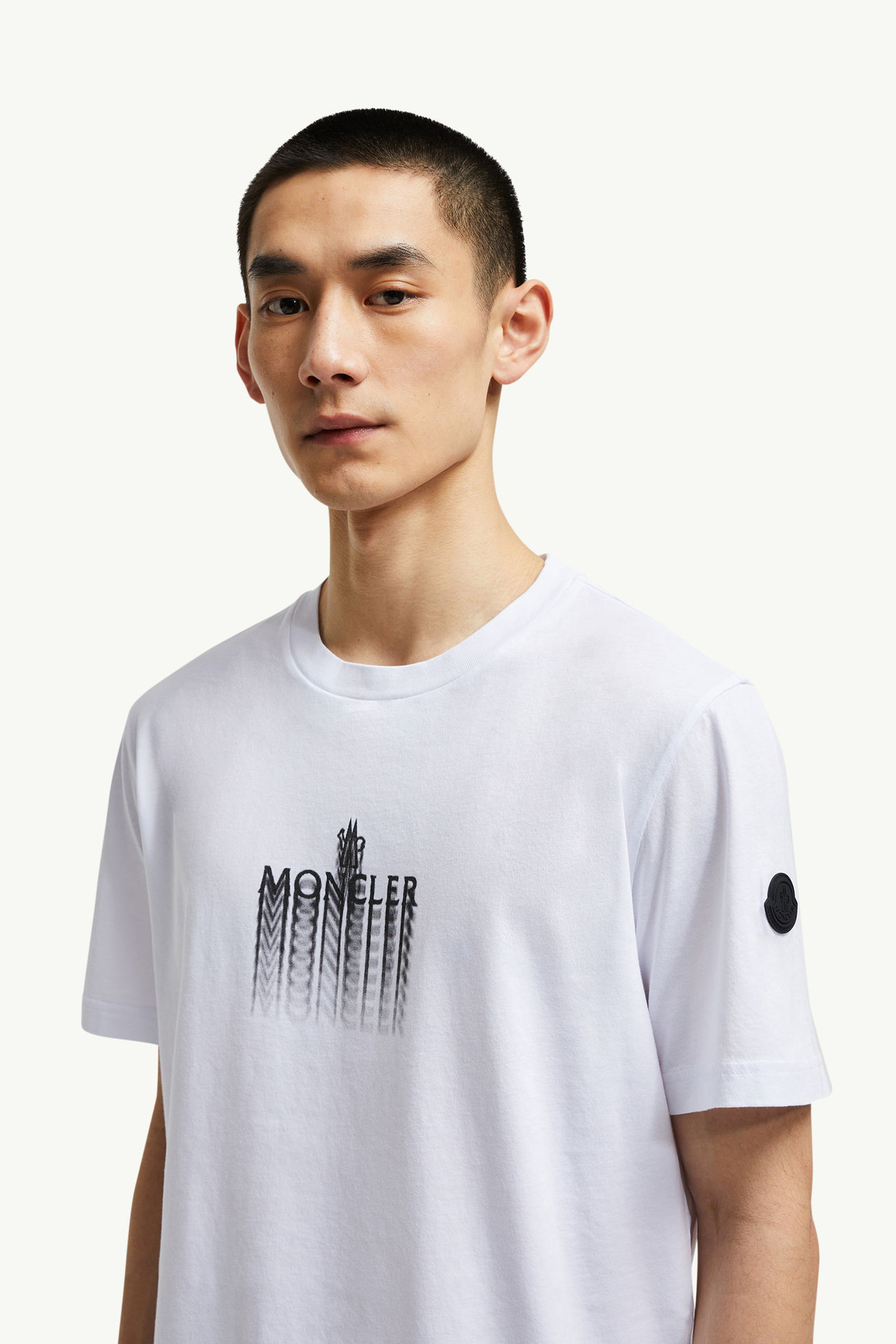 Faded Logo Cotton T-Shirt Men White Moncler 1