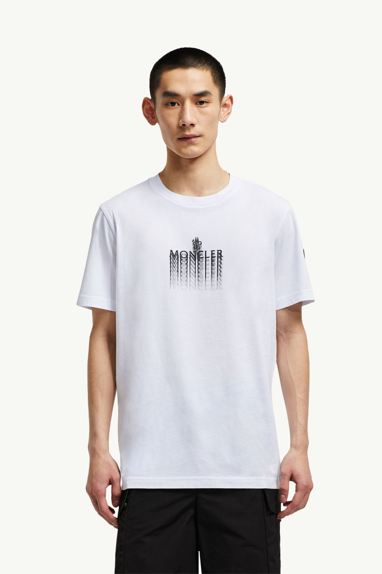 Faded Logo Cotton T-Shirt Men White Moncler 3