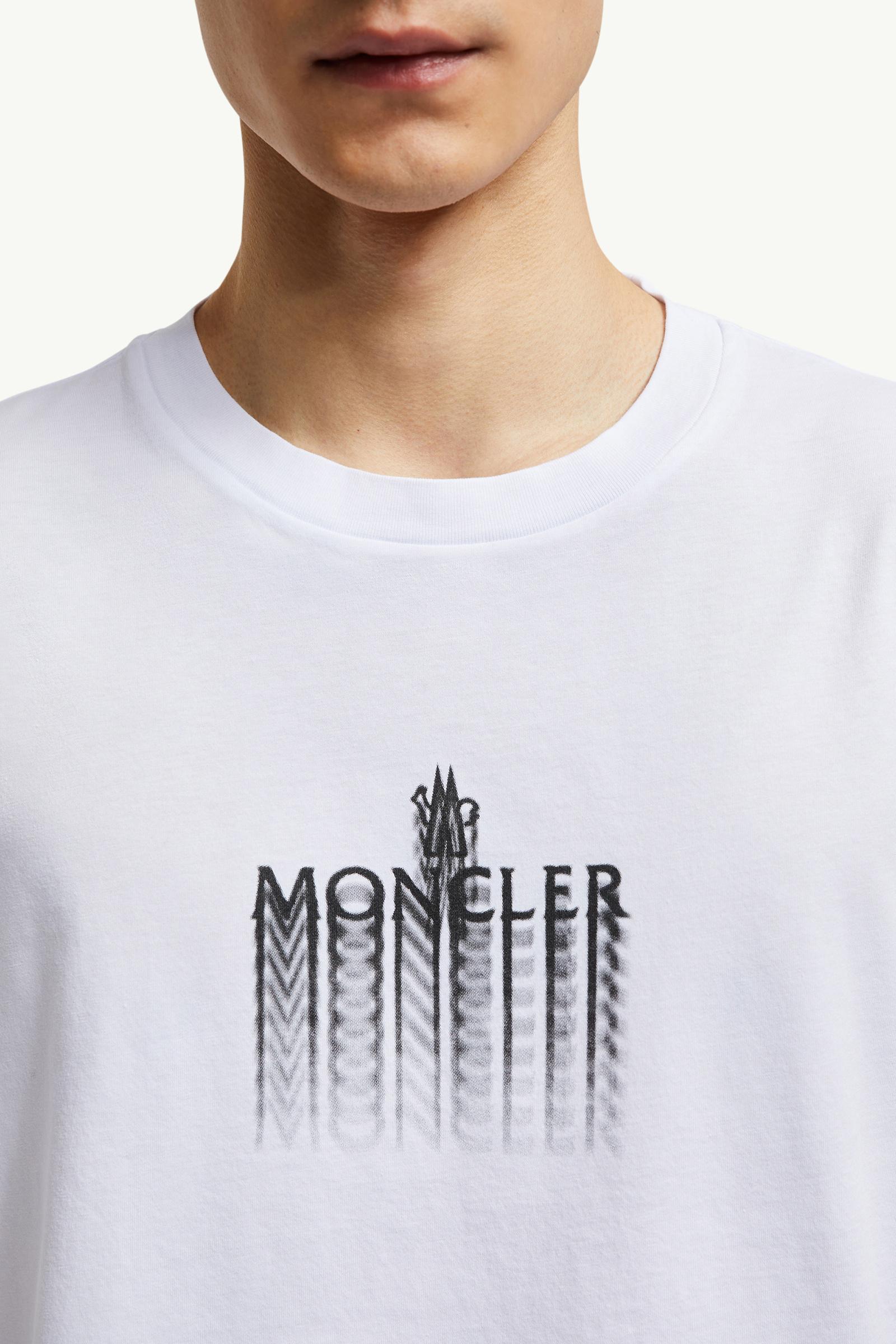 【MONCLER】FADED LOGO MOTIF COTTON T-SHIRT Tシャツ ロゴ Navy Blue Faded Logo Cotton T-Shirt - Polos & T-shirts for