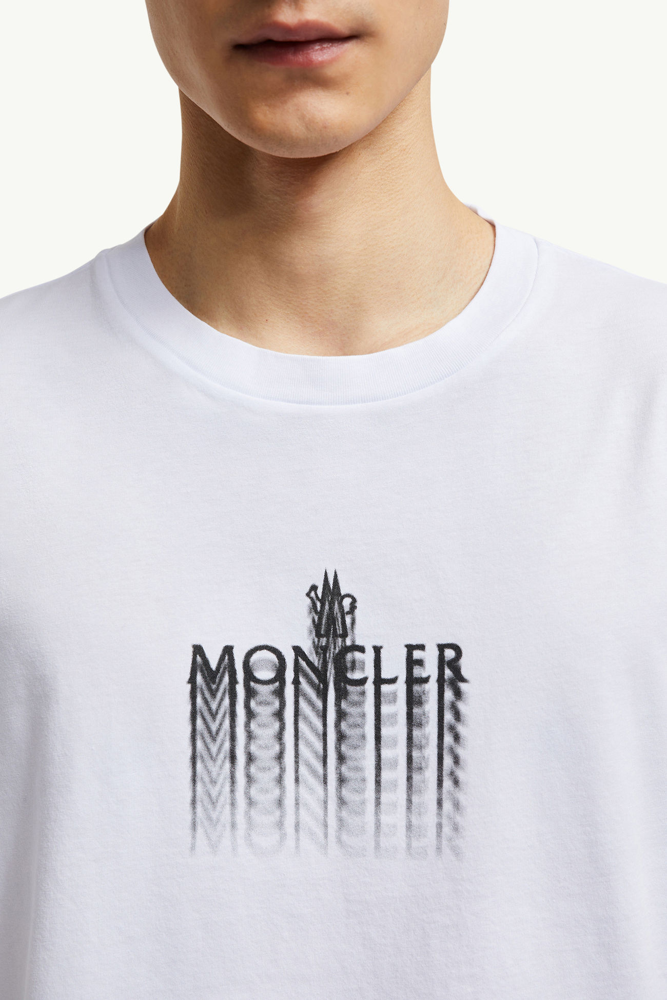 Faded Logo Cotton T-Shirt Men White Moncler 5