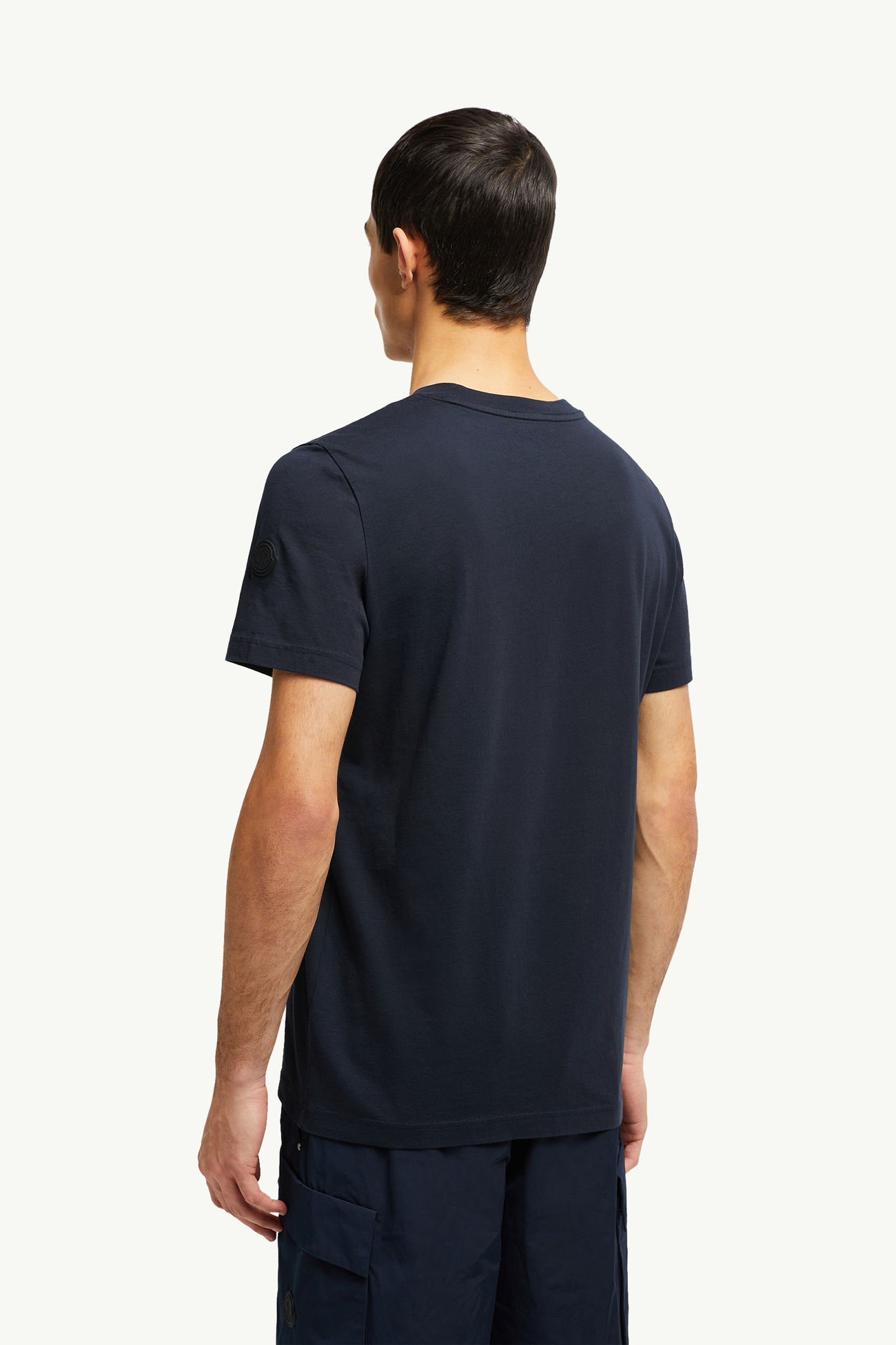 Faded Logo Cotton T-Shirt Men Navy Blue Moncler 4