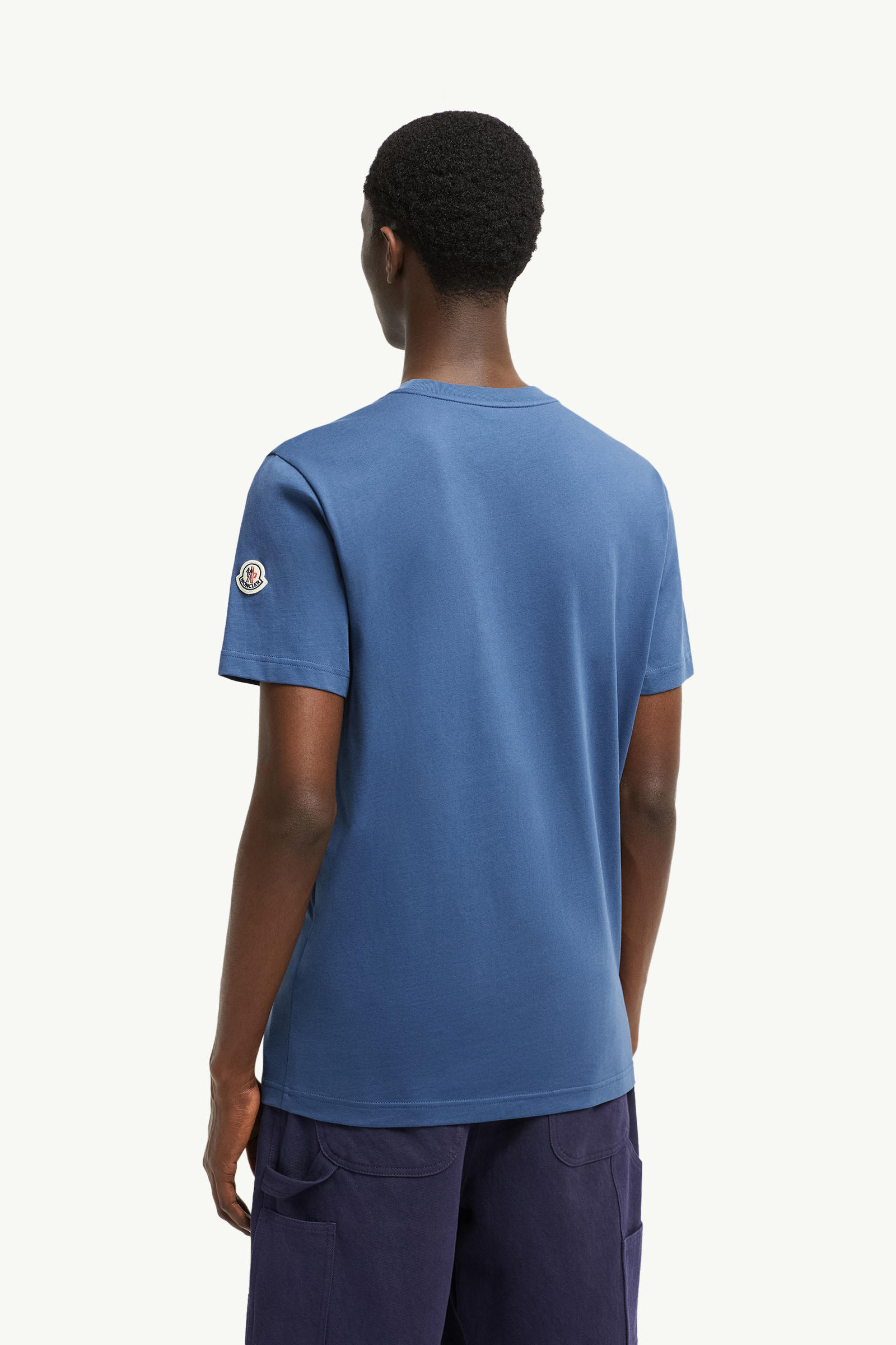 Cotton & Denim T-Shirt with Pocket Men Cobalt Blue Moncler 4