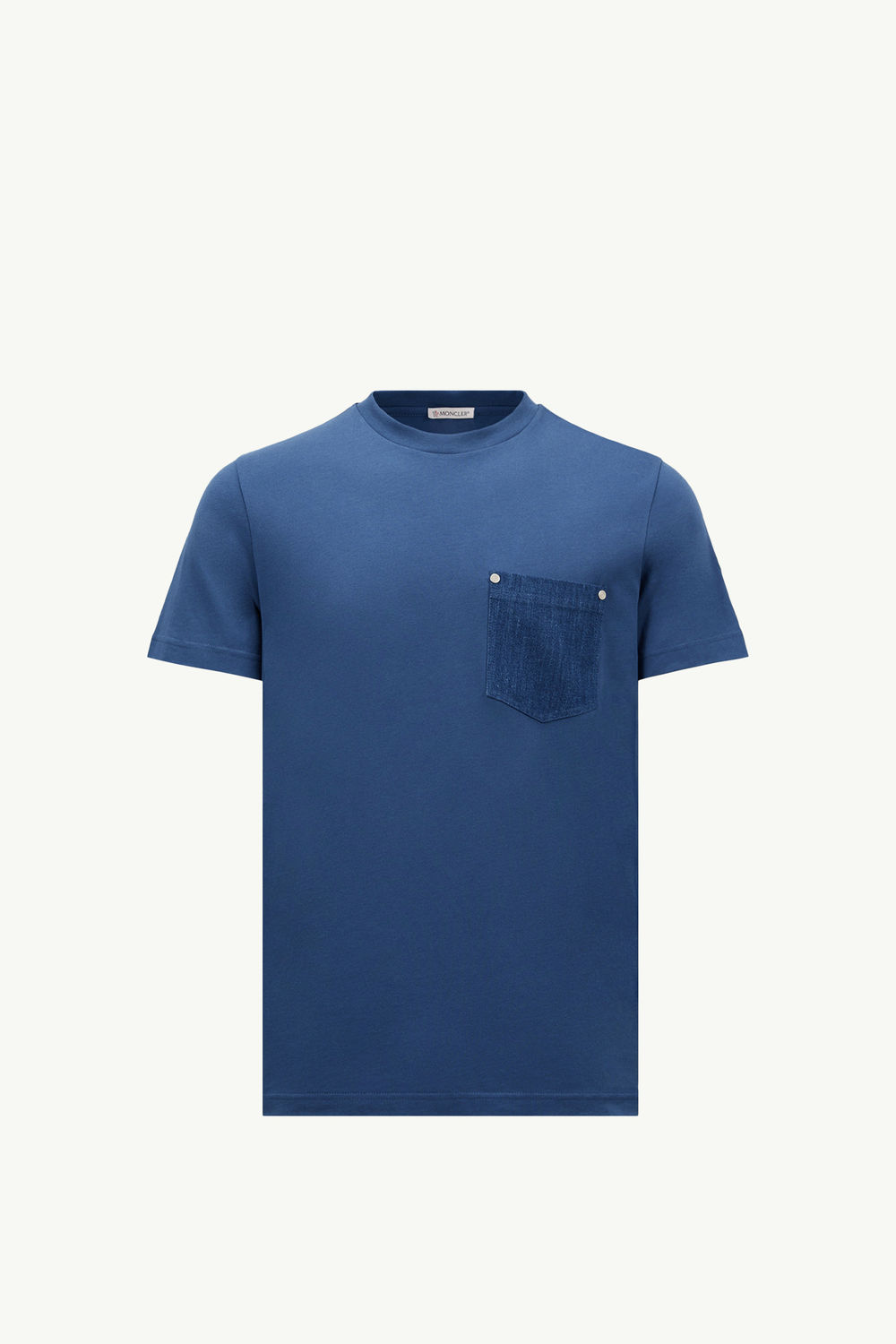 T-shirt en coton et denim avec poche Hommes Bleu Cobalt Moncler 2