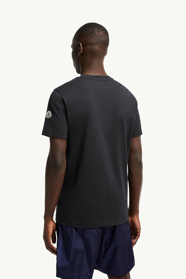 Cotton & Denim T-Shirt with Pocket Men Navy Blue Moncler 4
