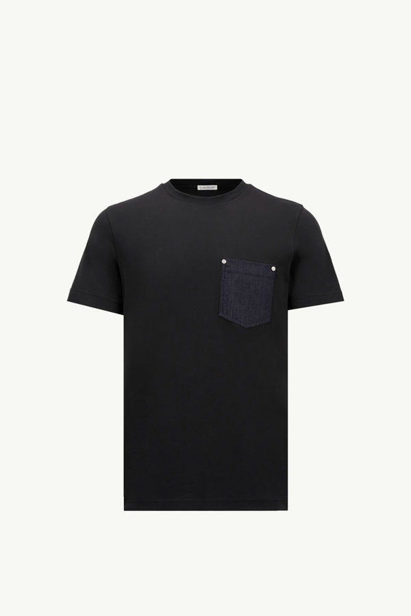 Cotton & Denim T-Shirt with Pocket Men Navy Blue Moncler 2