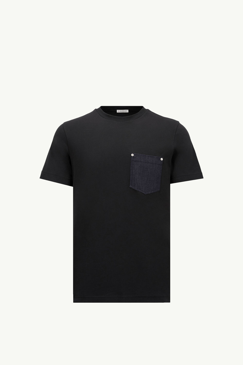 T-Shirt aus Baumwolle und Denim mit Tasche Herren Navyblau Moncler 2