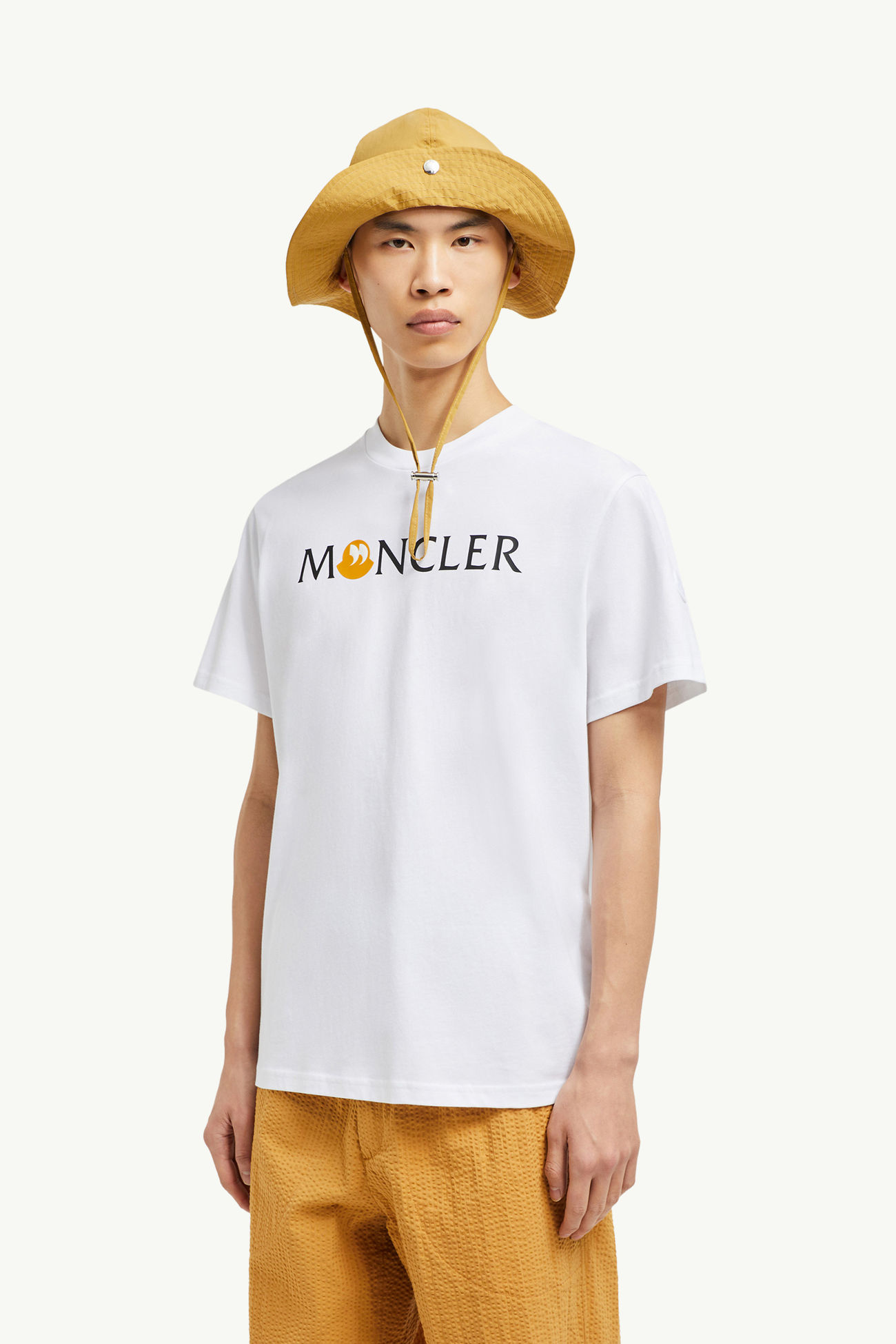 Camiseta de algodón con logotipo de comillas Hombre Blanco Moncler 0