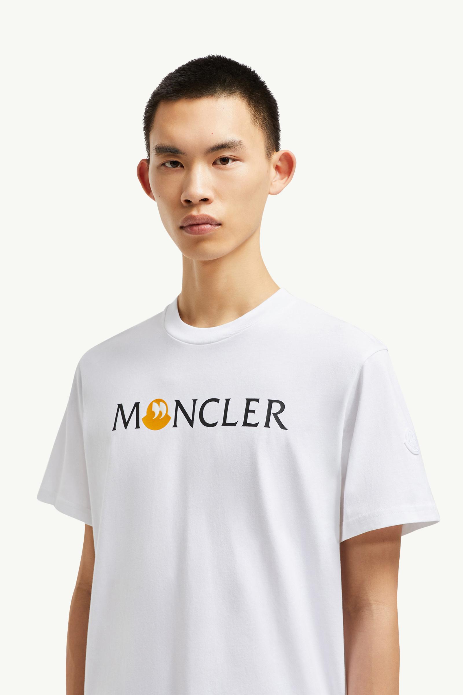T-Shirt aus Baumwolle mit Satzzeichen-Logo Herren Weiß Moncler 1