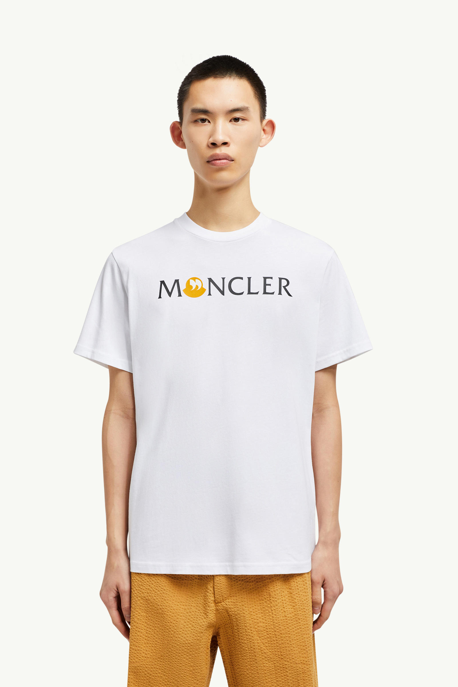 T-Shirt aus Baumwolle mit Satzzeichen-Logo Herren Weiß Moncler 3
