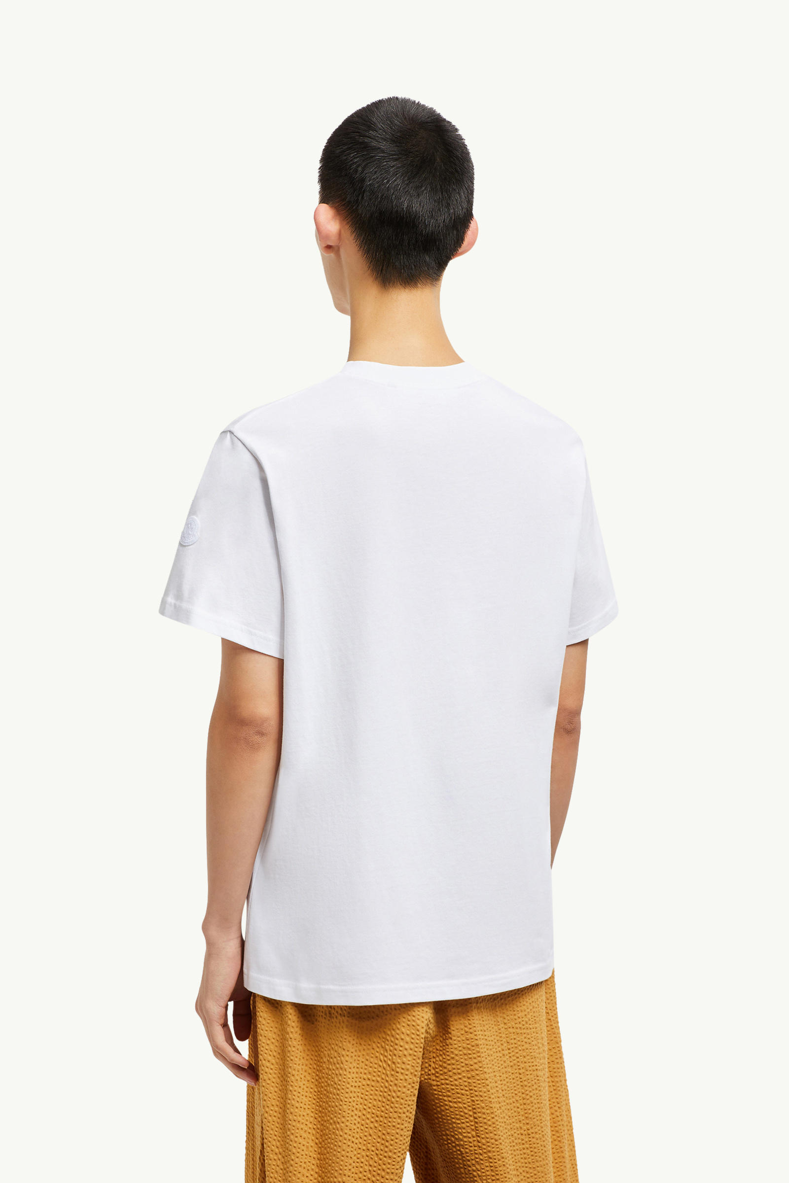 T-Shirt aus Baumwolle mit Satzzeichen-Logo Herren Weiß Moncler 4