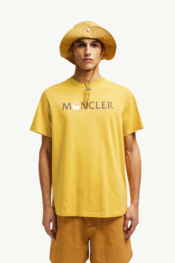 Punctuation Logo Cotton T-Shirt Men Yellow Moncler 0