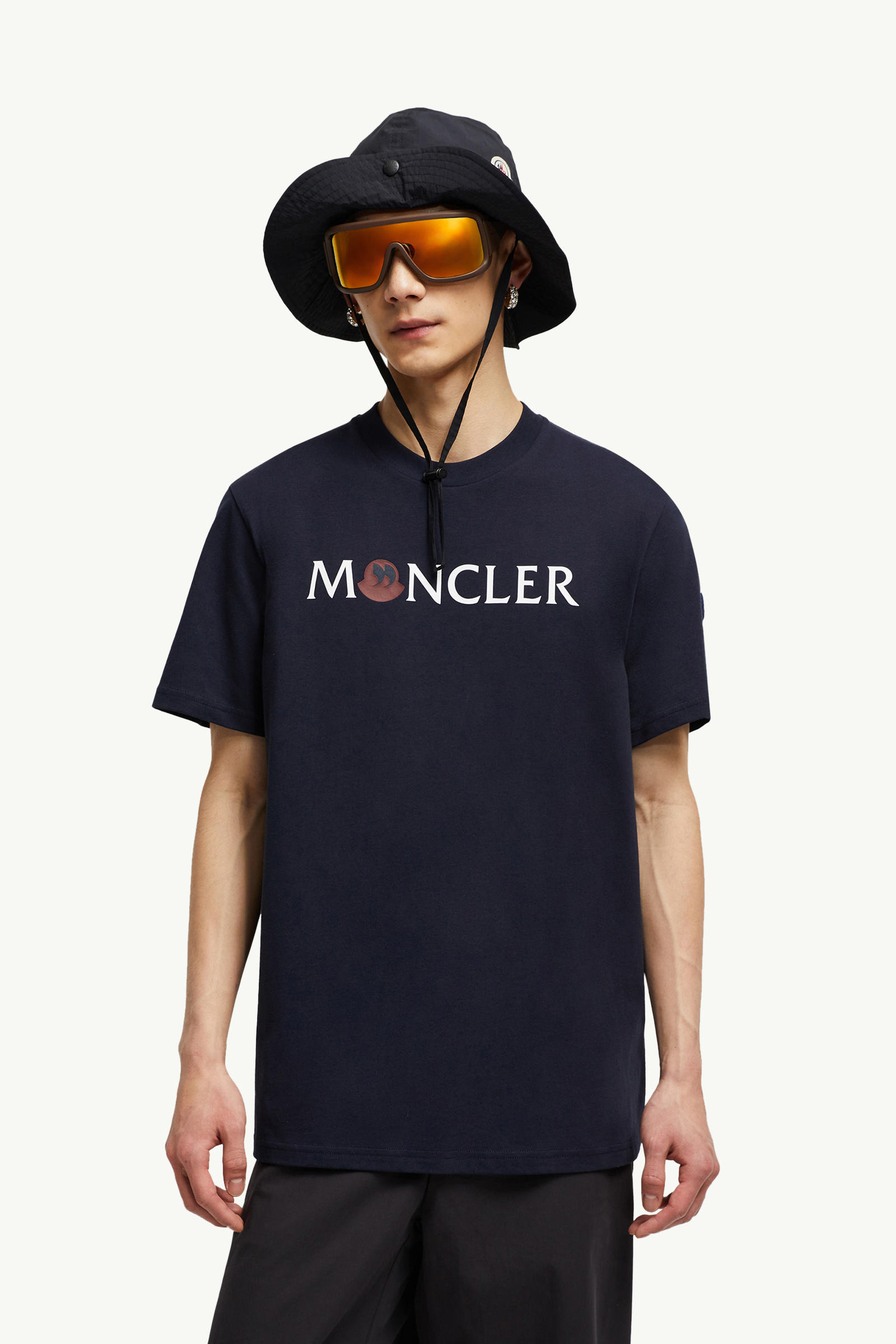 Punctuation Logo Cotton T-Shirt Men Dark Blue Moncler 0