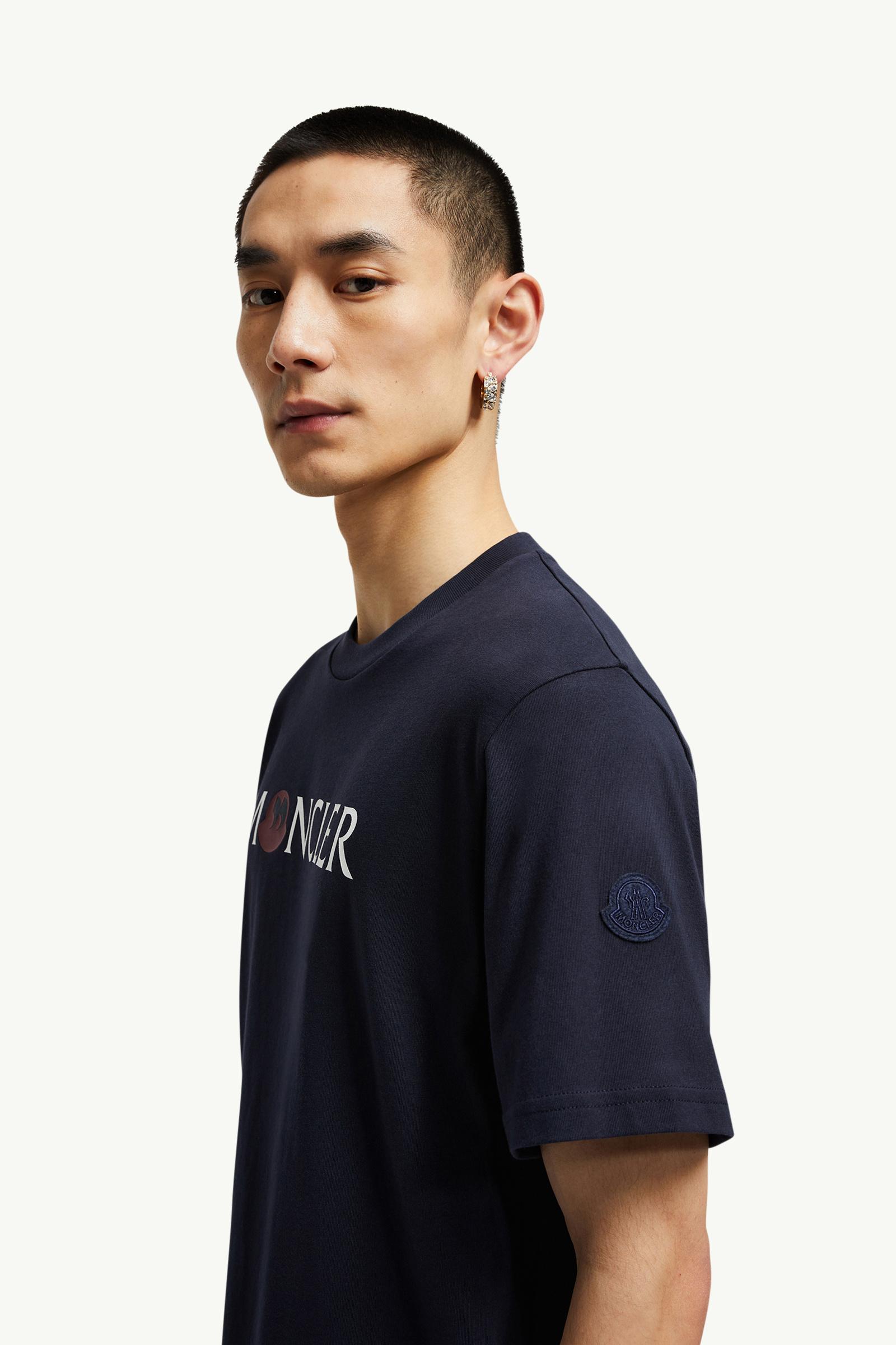Punctuation Logo Cotton T-Shirt Men Dark Blue Moncler 1