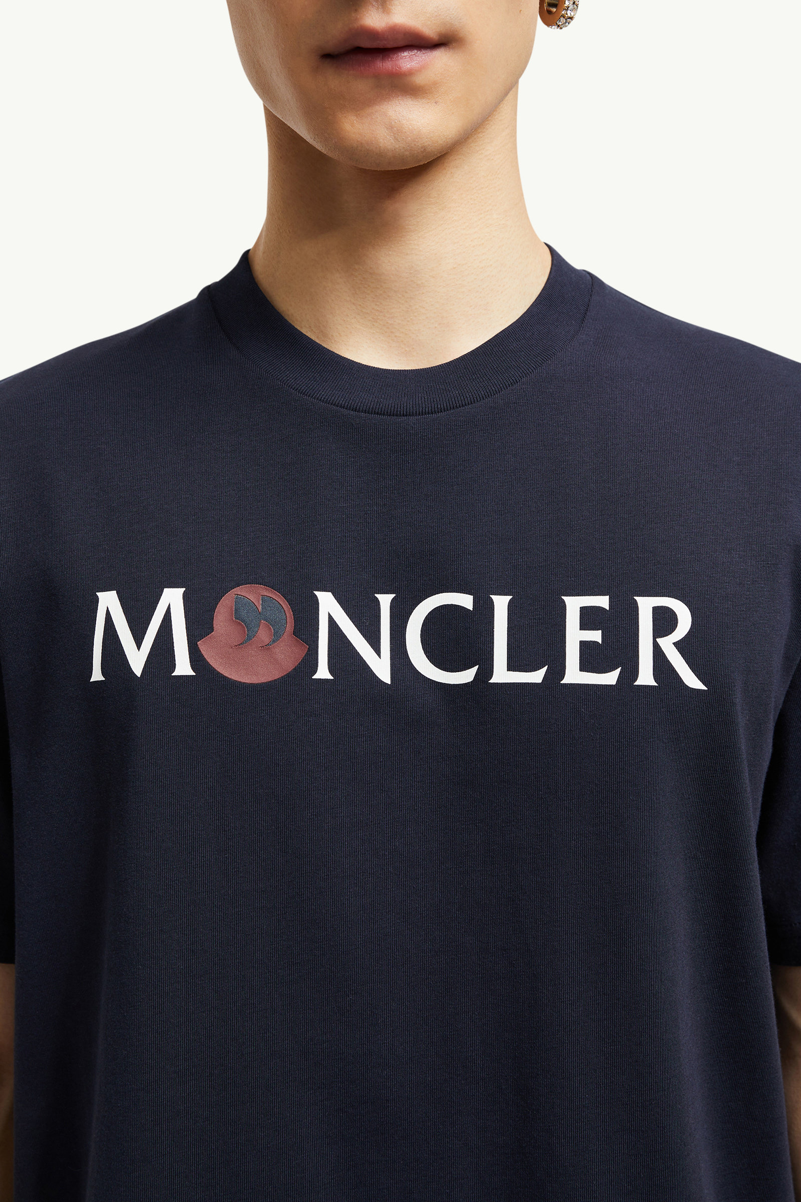 Punctuation Logo Cotton T-Shirt Men Dark Blue Moncler 5