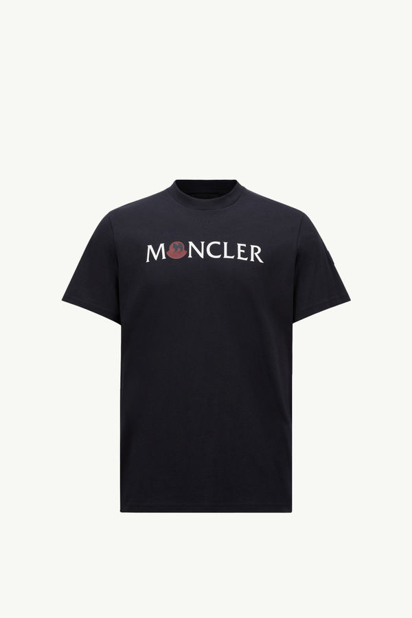 Punctuation Logo Cotton T-Shirt Men Dark Blue Moncler 2