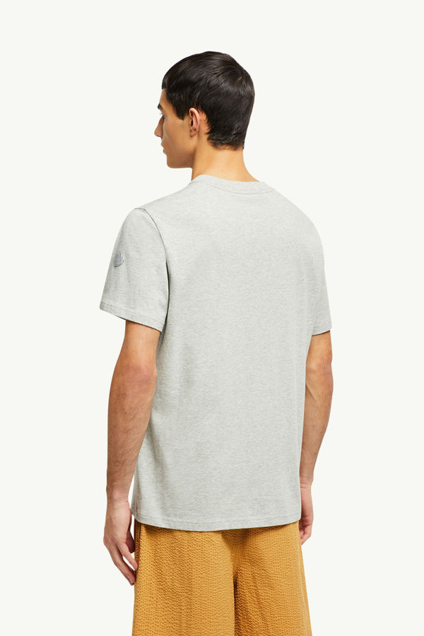 T-shirt en coton à logo arrondi Hommes Gris Moncler 4