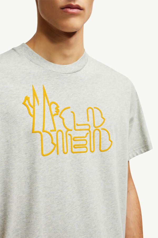 T-shirt en coton à logo arrondi Hommes Gris Moncler 5