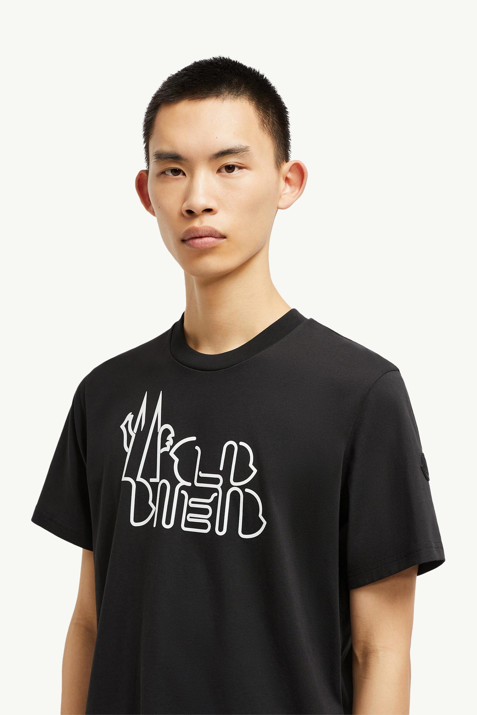 T-Shirt aus Baumwolle mit geschwungenem Logo Herren Schwarz Moncler 1