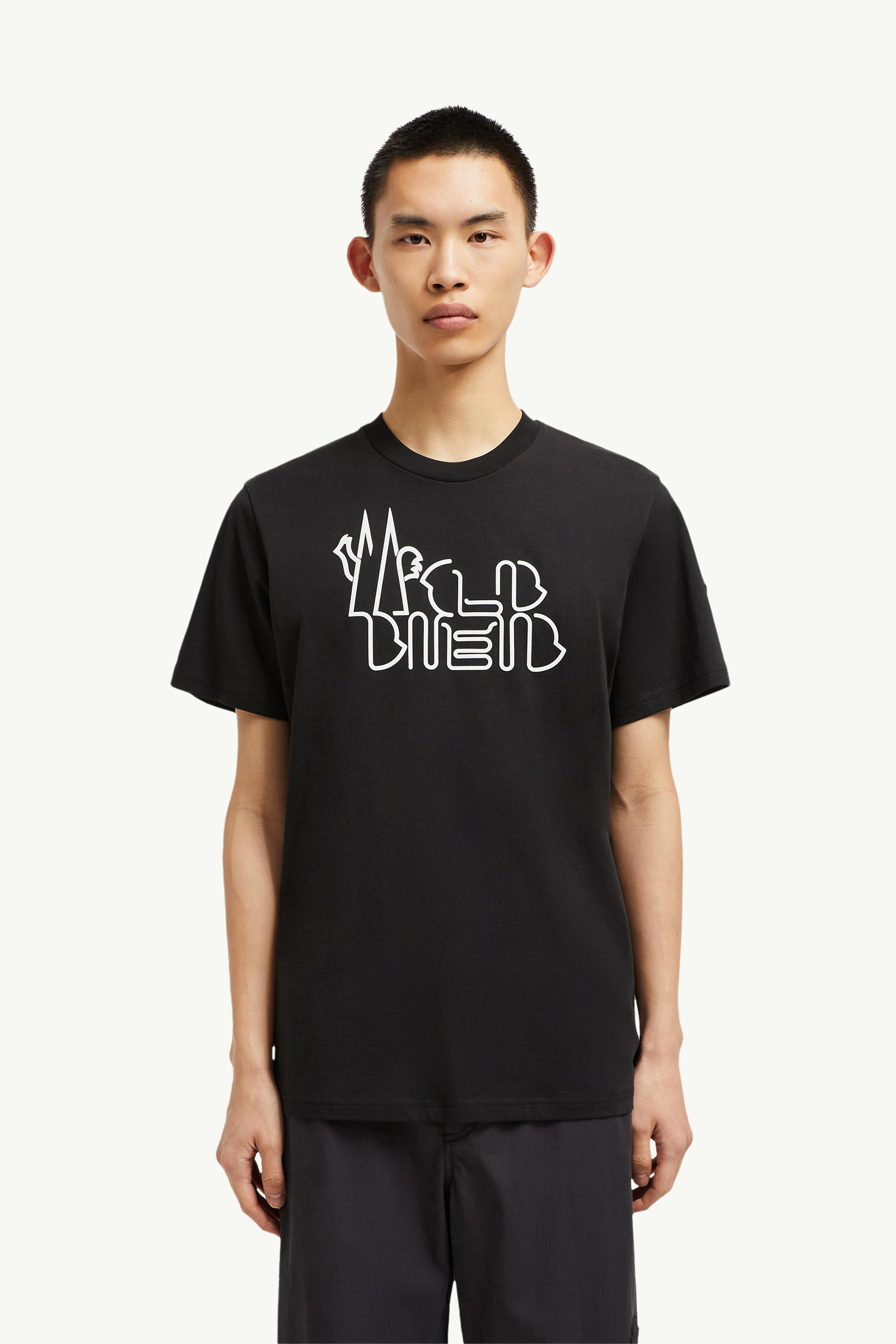 T-Shirt aus Baumwolle mit geschwungenem Logo Herren Schwarz Moncler 3