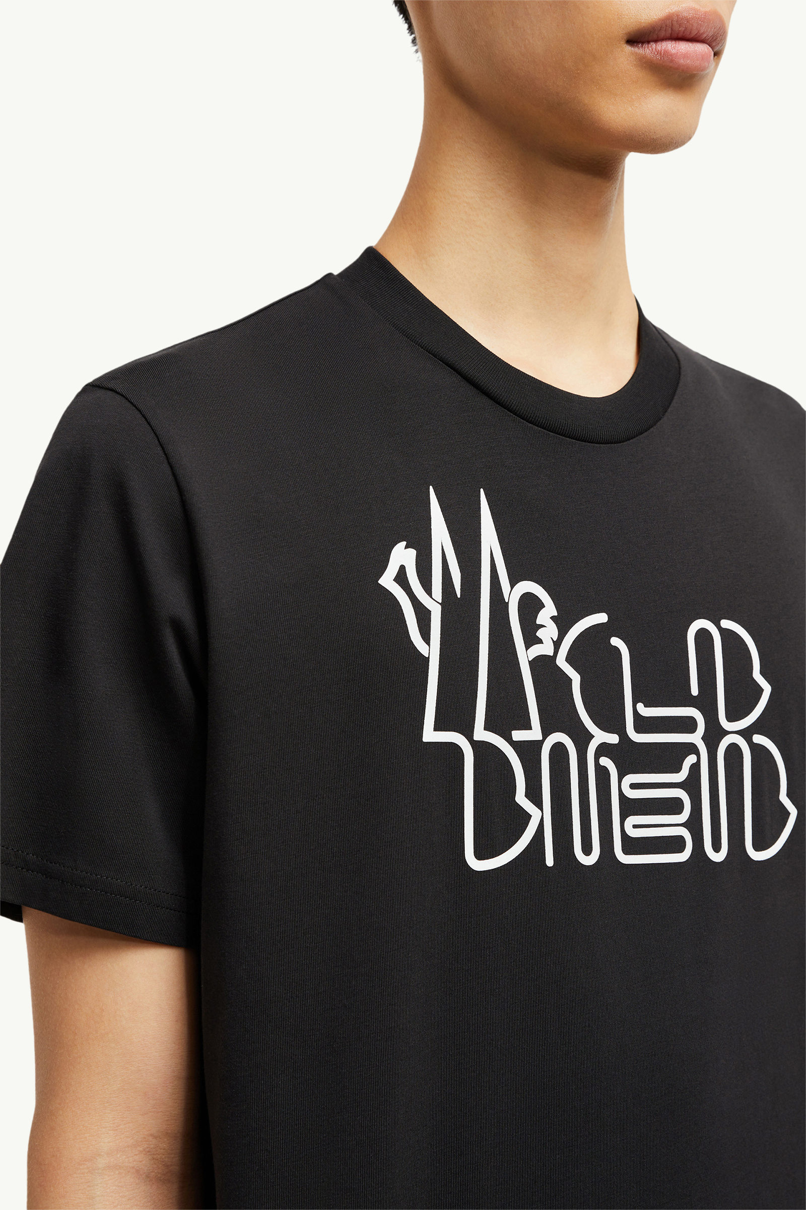 T-Shirt aus Baumwolle mit geschwungenem Logo Herren Schwarz Moncler 5