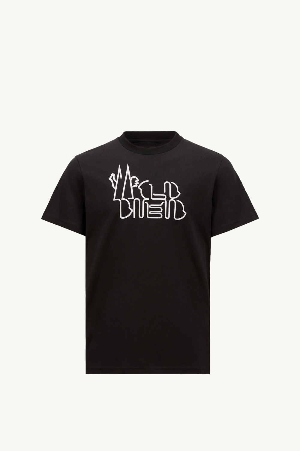 Curved Logo Cotton T-Shirt Men Black Moncler 2