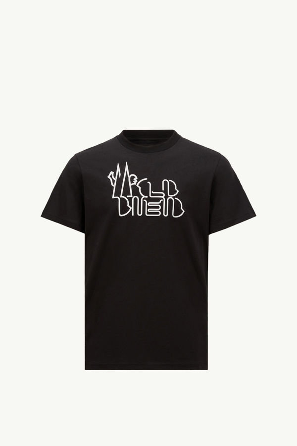 Curved Logo Cotton T-Shirt Men Black Moncler 2