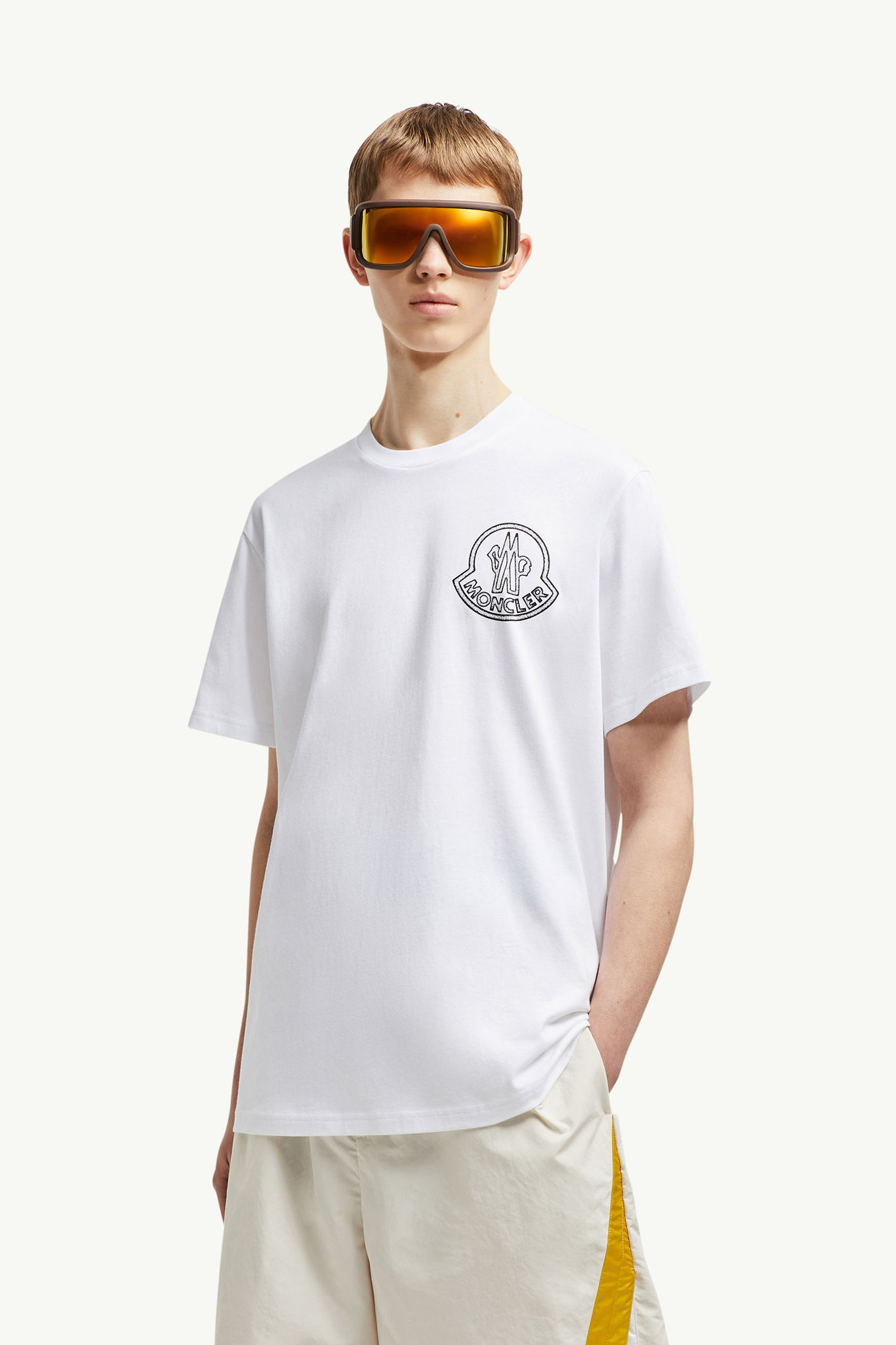 T-Shirt aus Baumwolle mit Logo Herren Weiß Moncler 0