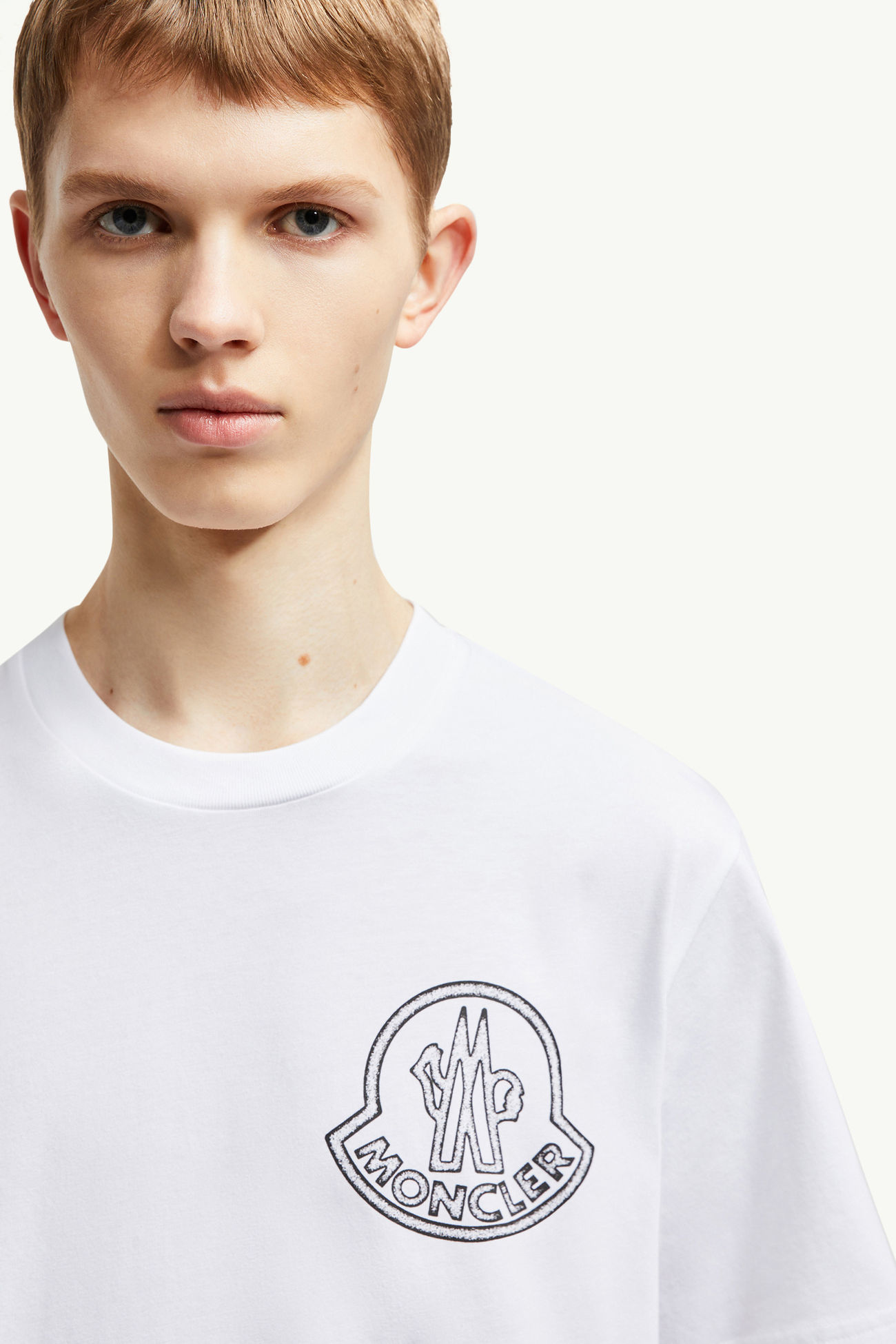 Camiseta de algodón con logotipo Hombre Blanco Moncler 1