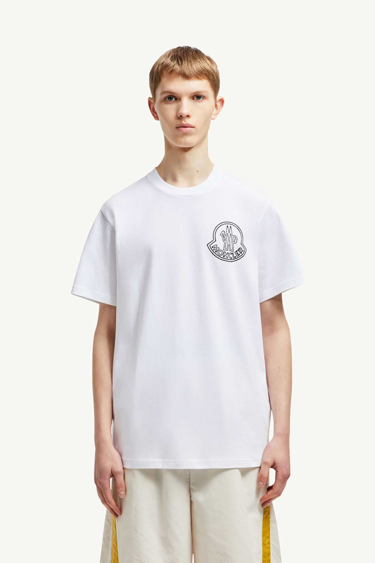 Camiseta de algodón con logotipo Hombre Blanco Moncler 3