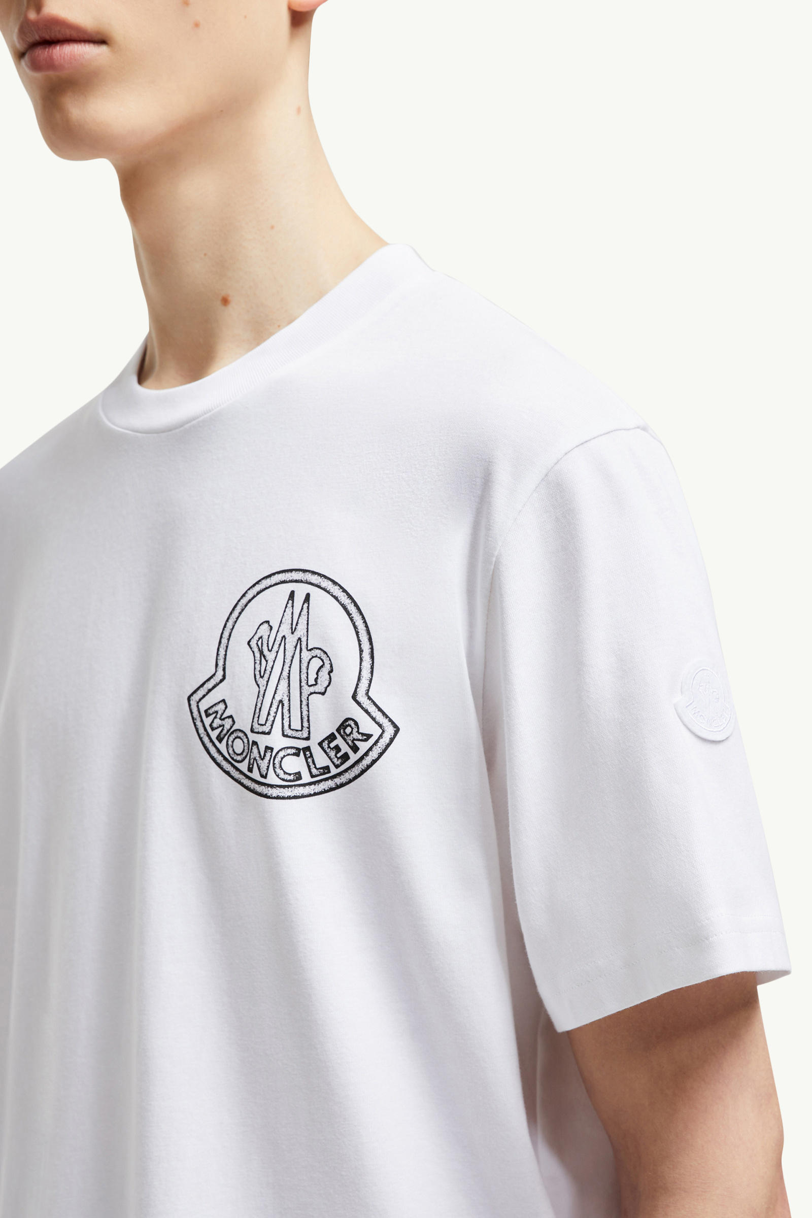 Logo Cotton T-Shirt Men White Moncler 5