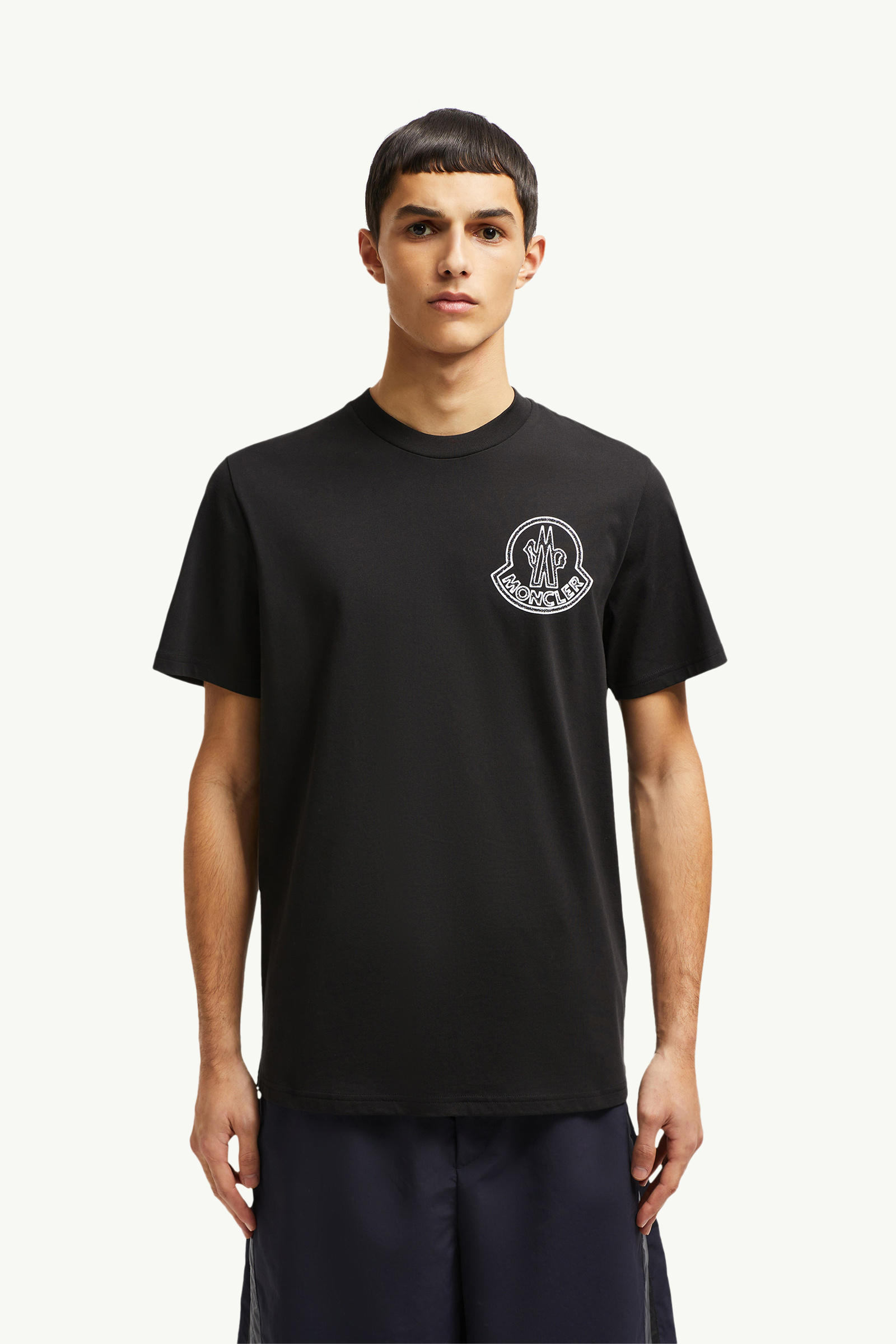 Logo Cotton T-Shirt Men Black Moncler 3
