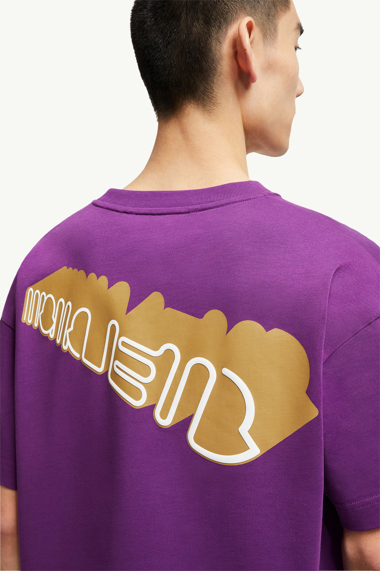 Curved Logo Cotton T-Shirt Men Purple Moncler 5