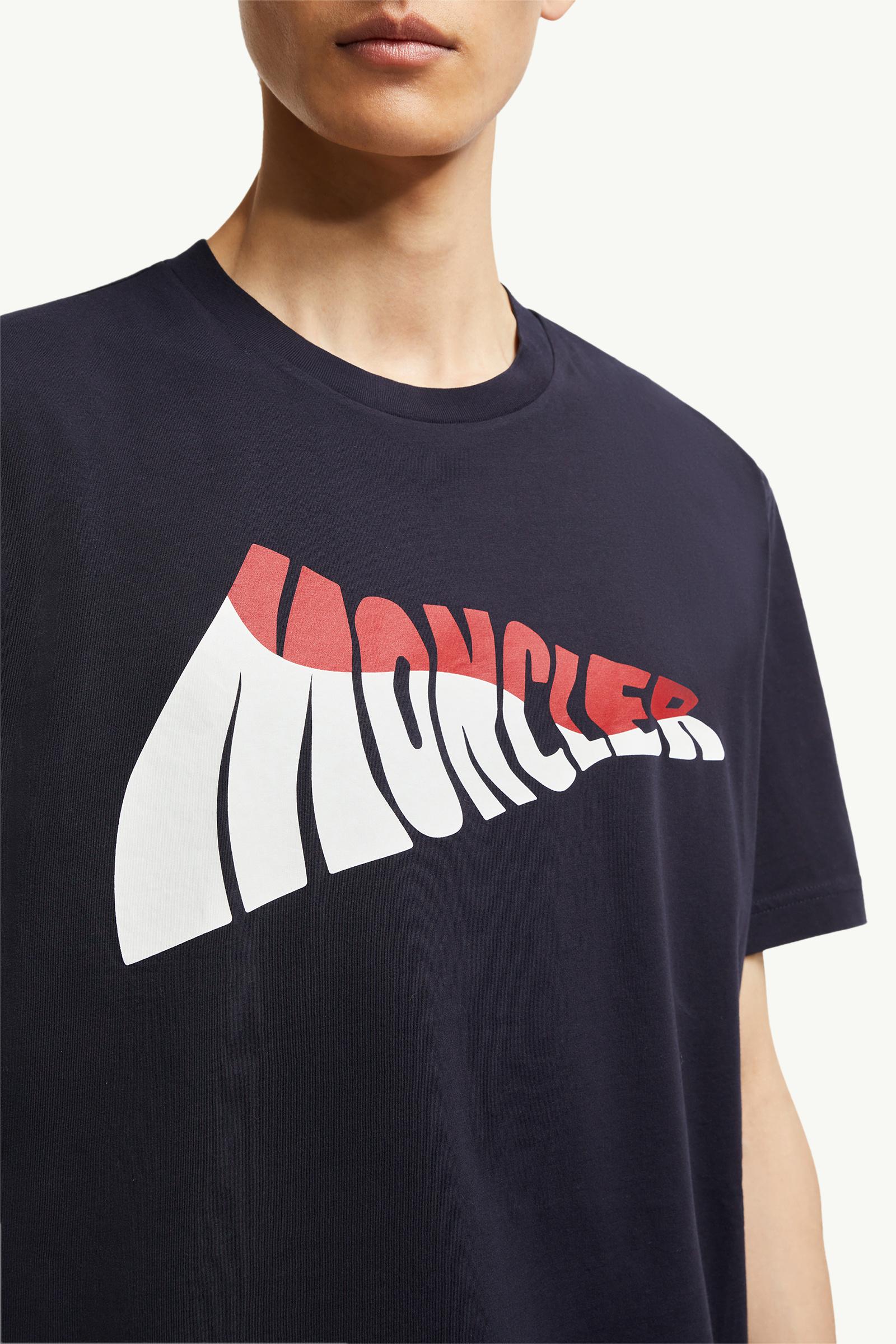 Dark Blue Wave Logo Cotton T-Shirt - Polos & T-shirts for