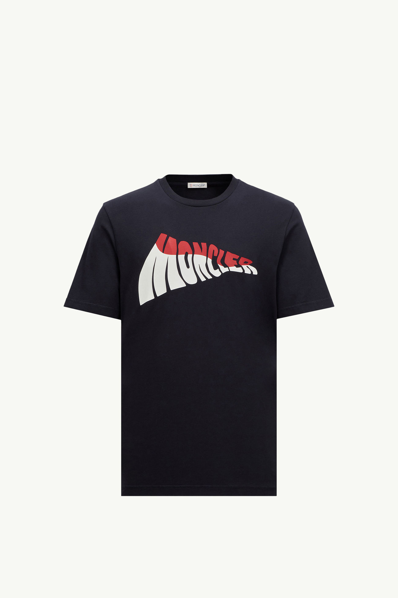Wave Logo Cotton T-Shirt Men Dark Blue Moncler 2
